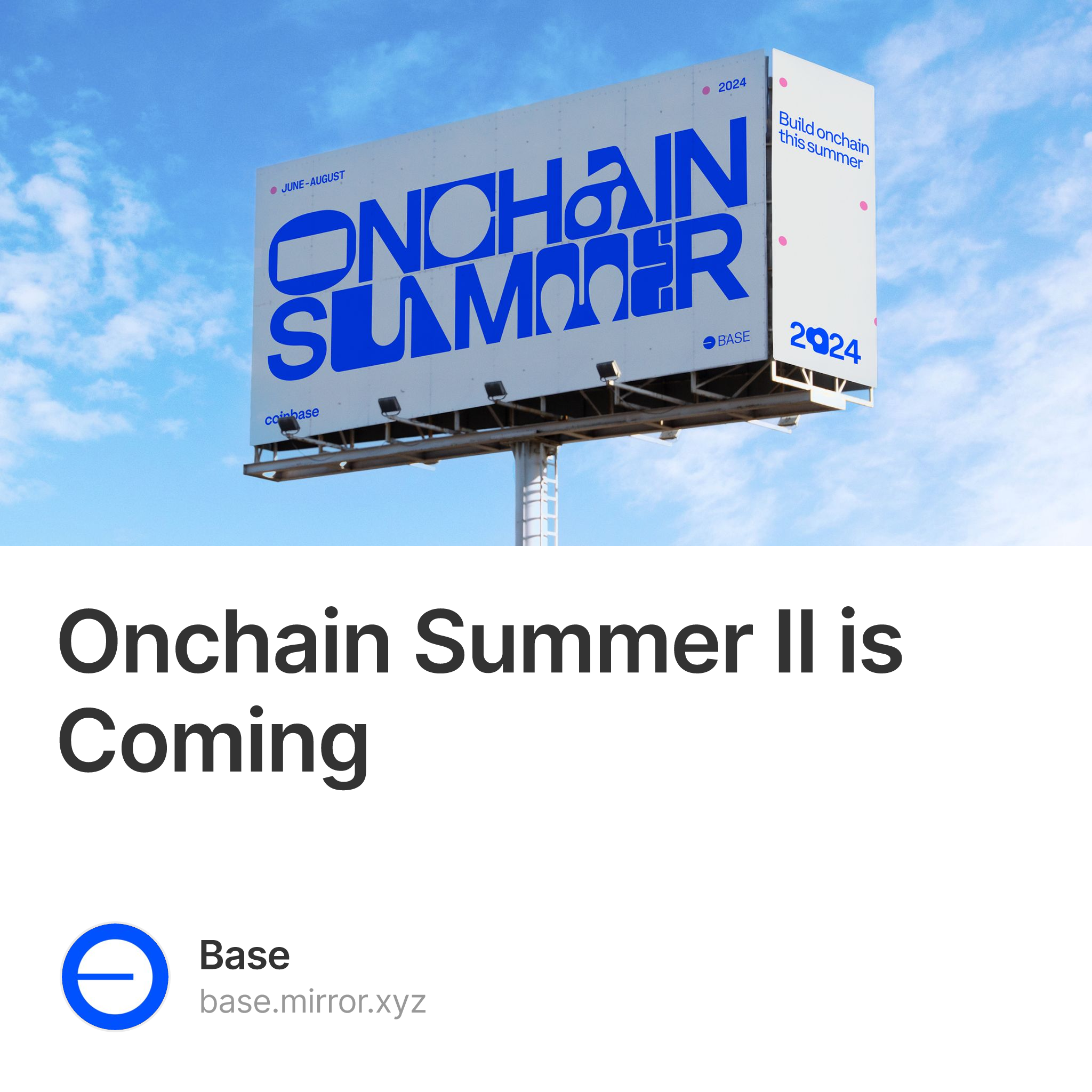 Onchain Summer II is Coming 1338