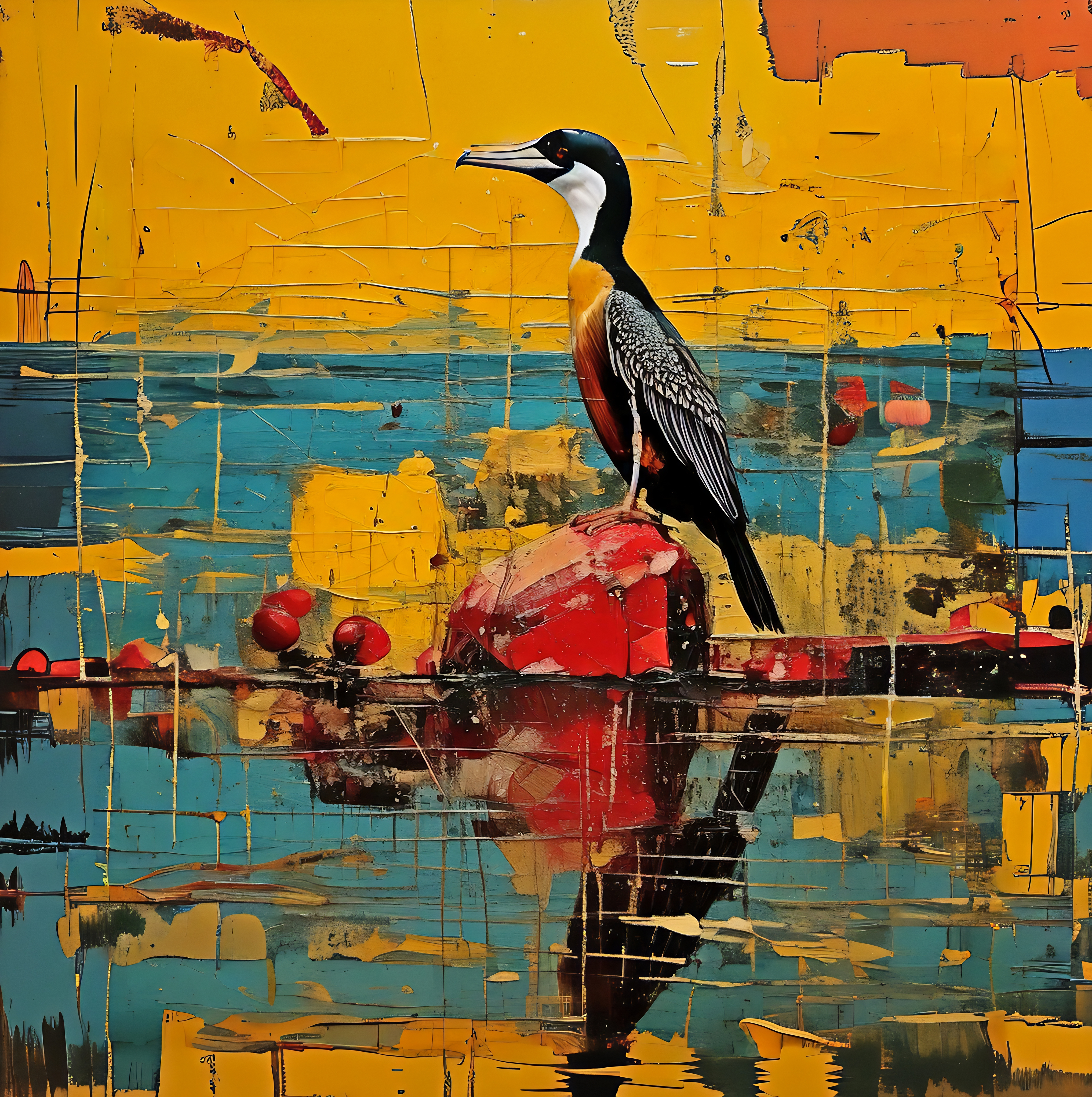 Cormorant in Gold