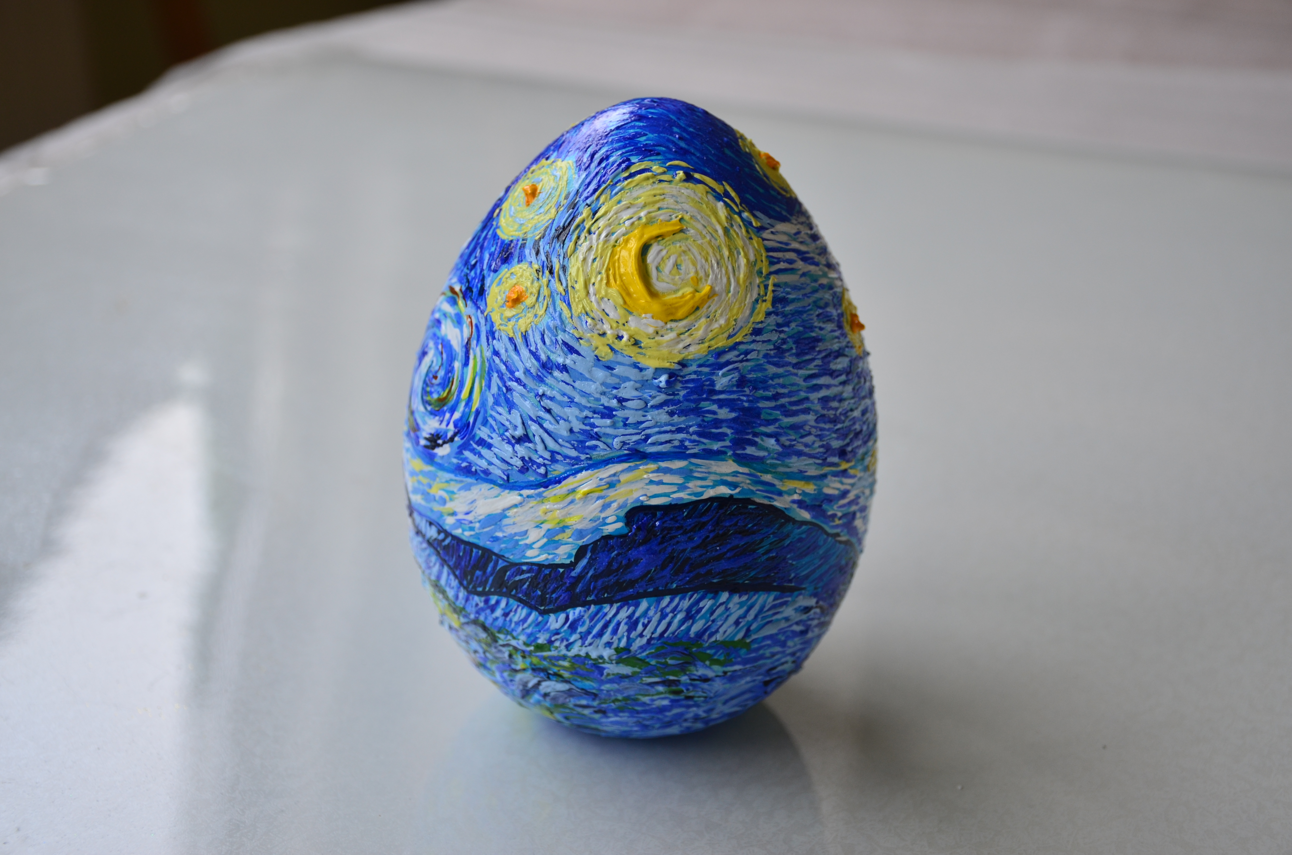 Handmade ceramic egg based on Van Gogh