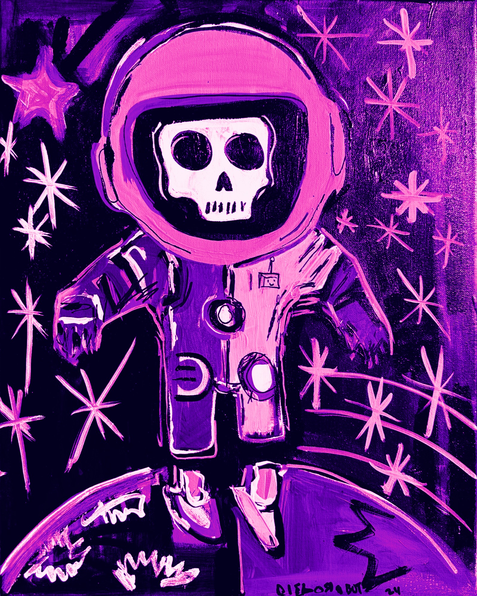 Lucky pink astro skull #407