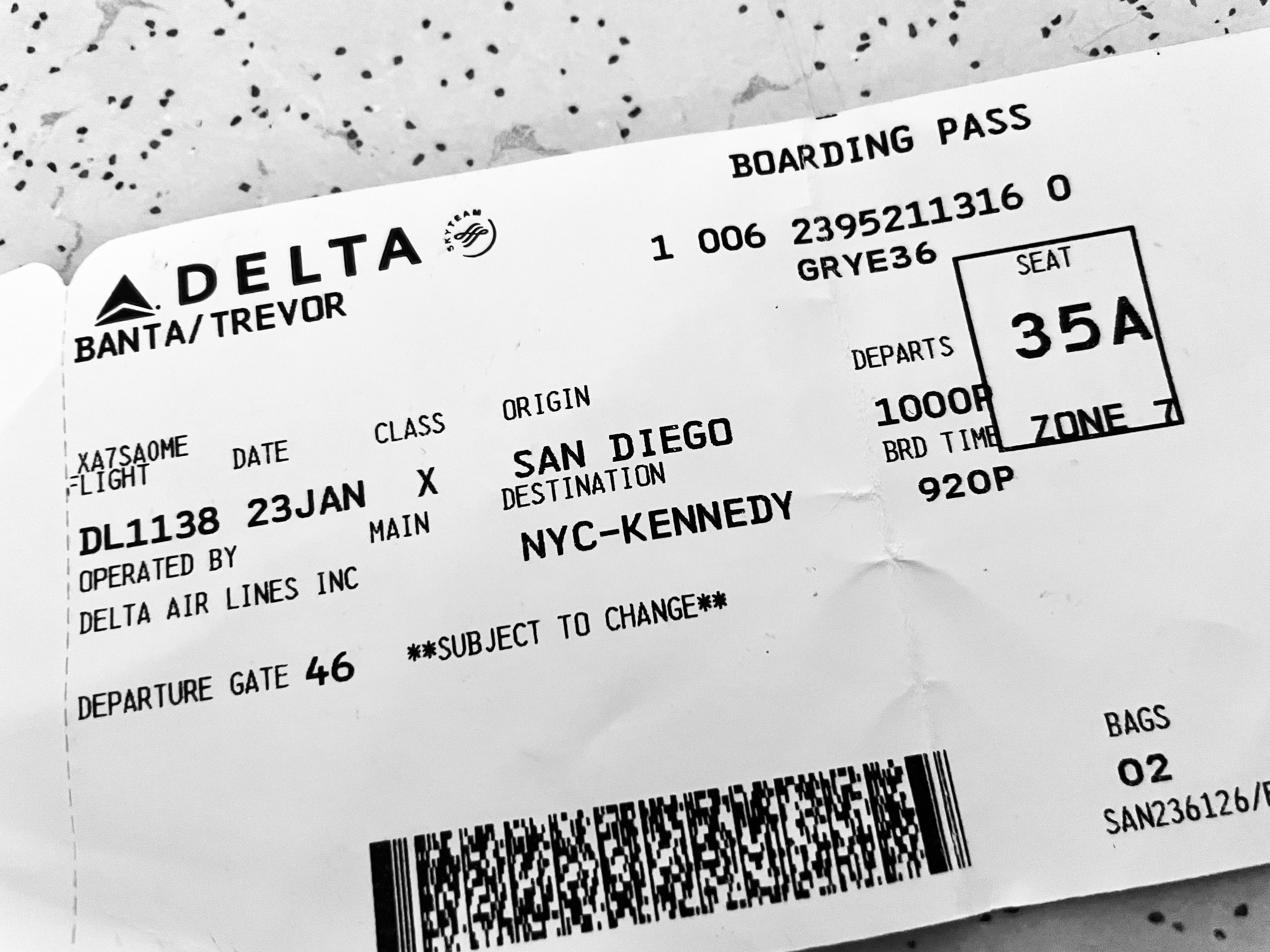 One way ticket to NYC