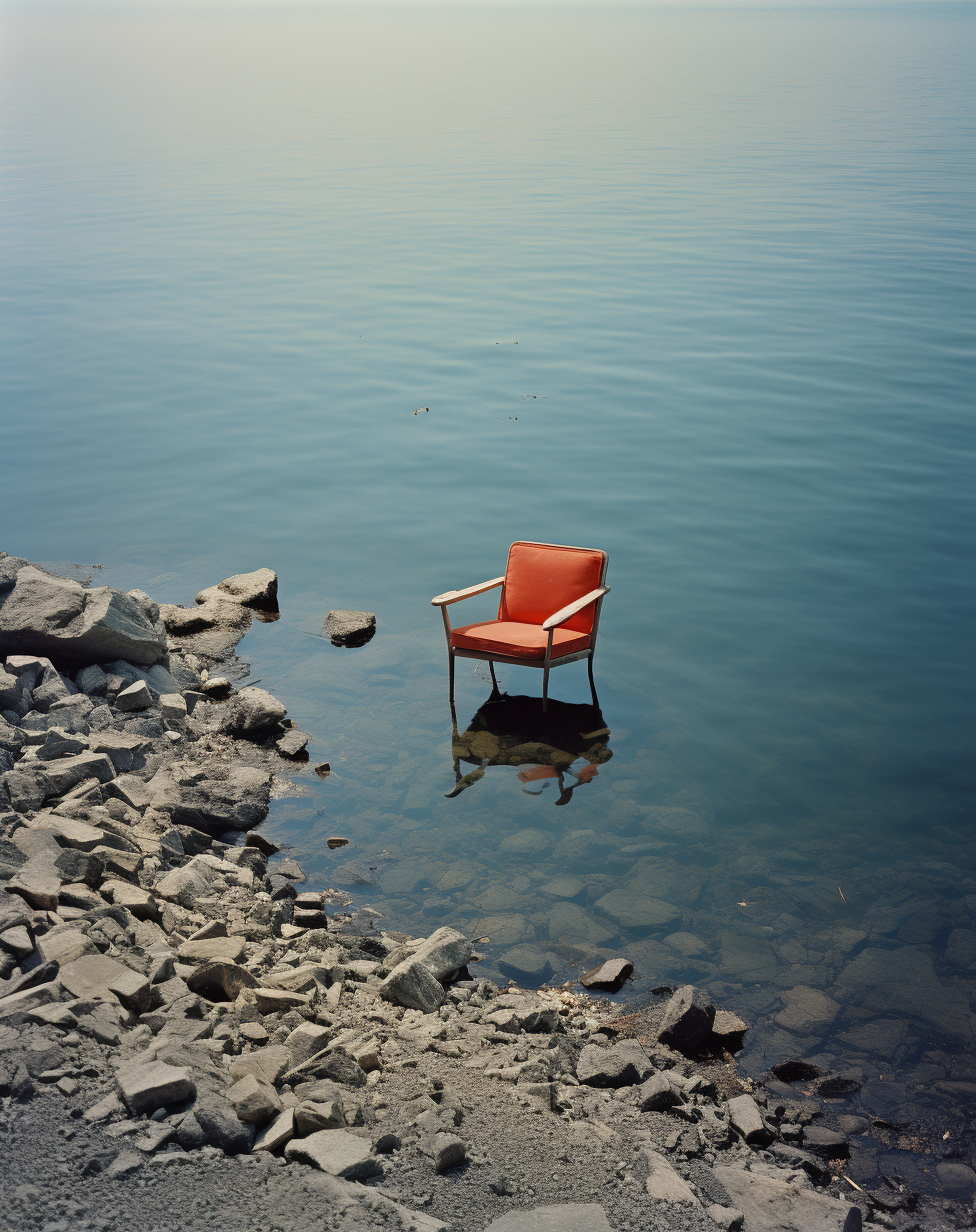 Mid-century Danish armchair in water