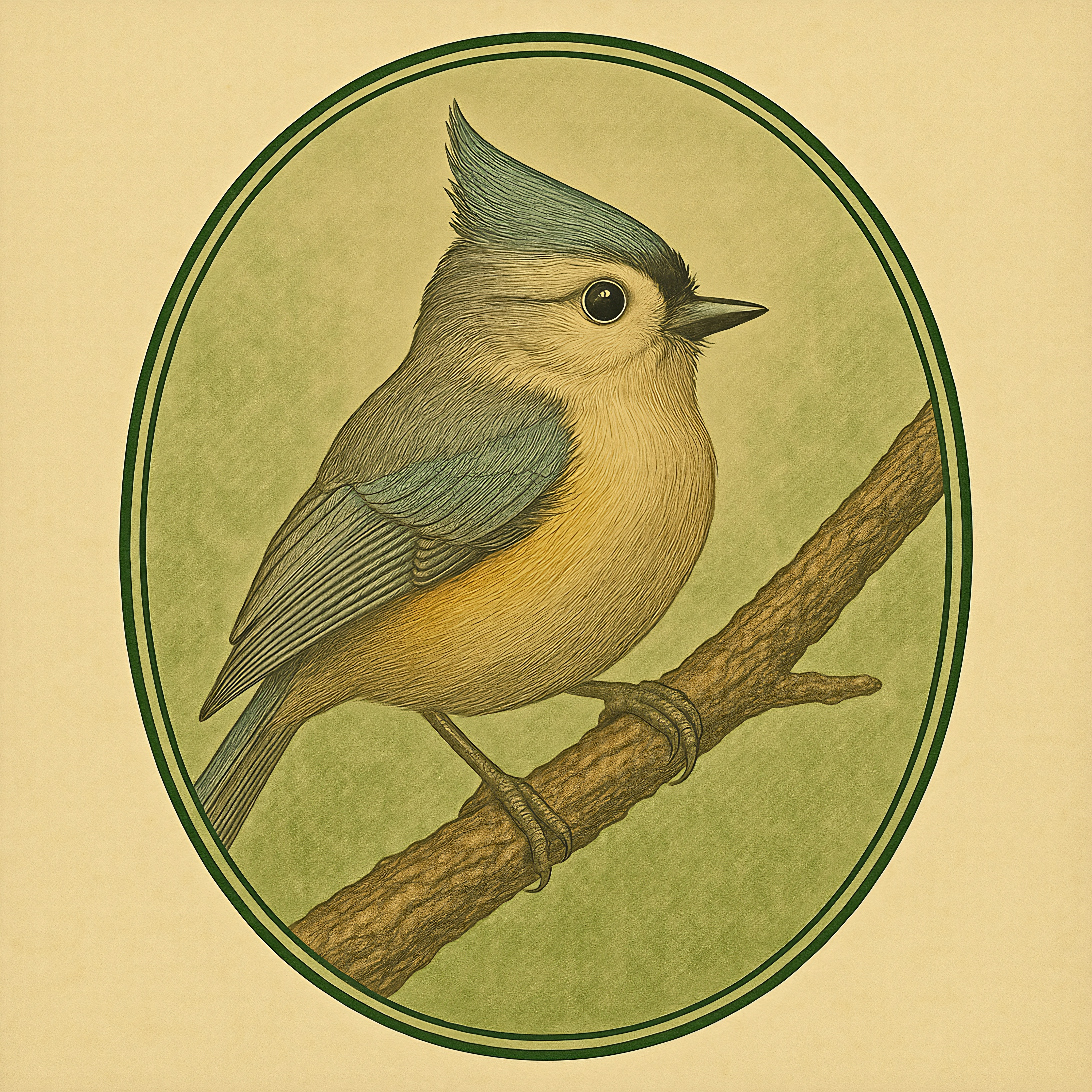 Ledger Litho #8 ~ Tufted Titmouse