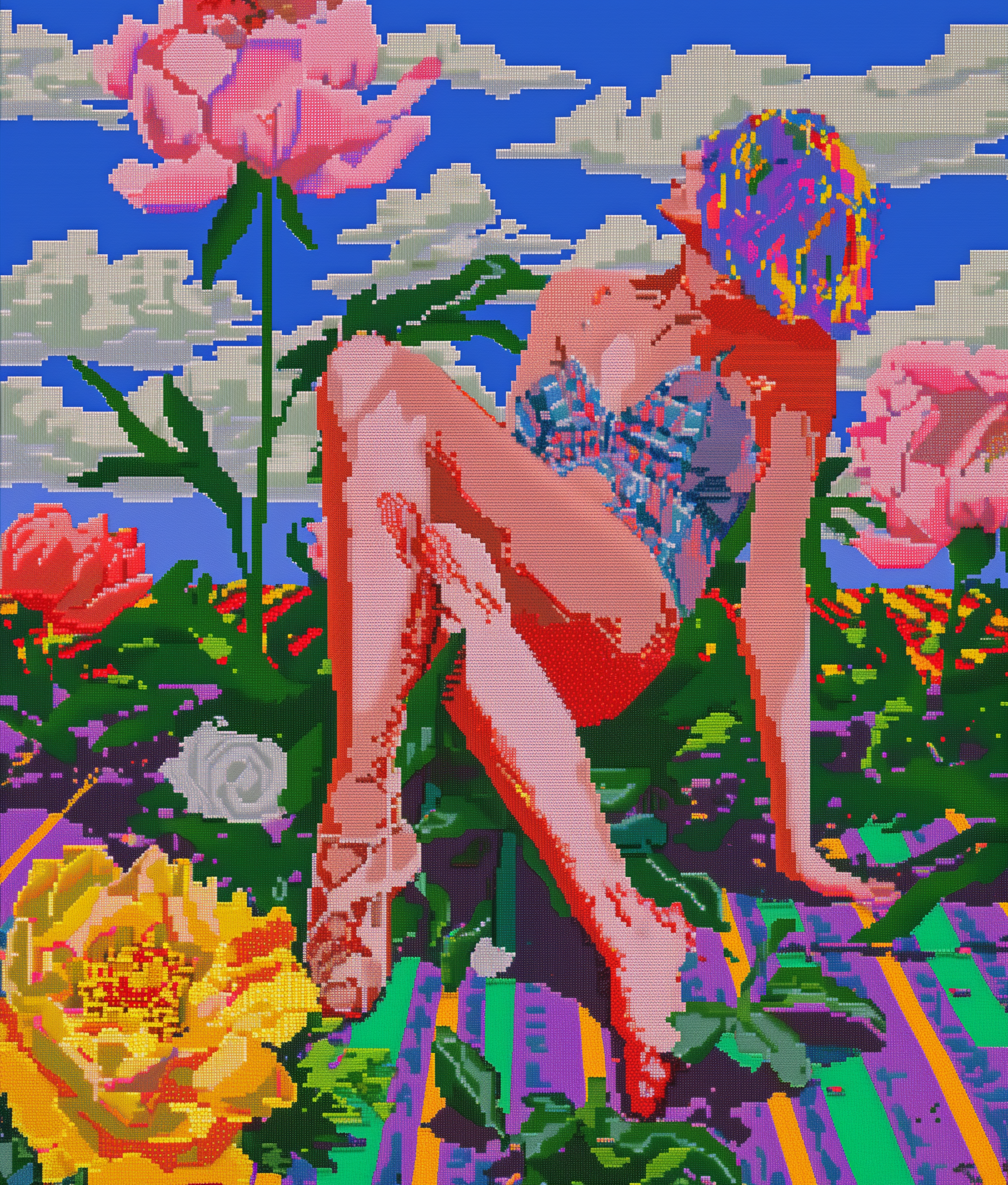 Rainbow in her hair, fire in her step.