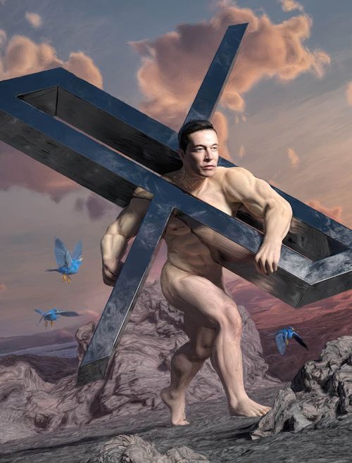 ELON CARRYING X UP THE MOUNTAIN