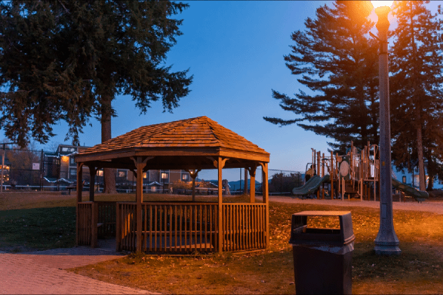 Lake Placid gazebo before/after