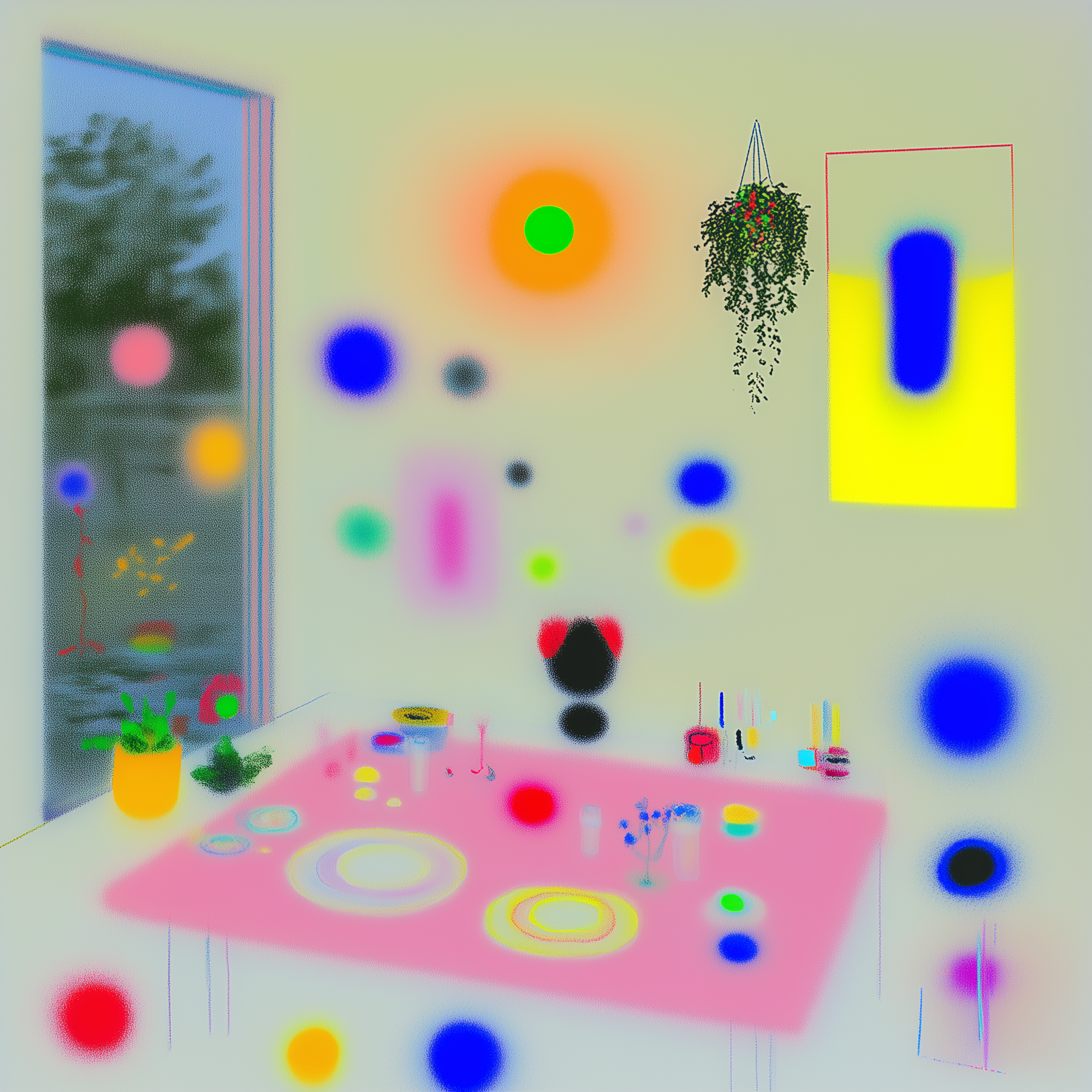 room filled with silent ghosts of colors