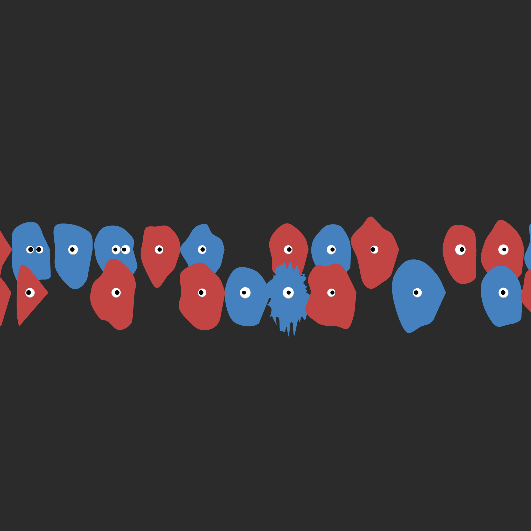 Kinetic Base Blob #8 (~28 Size 166 Kinetic Blobs with 24 Eyes Sporting the 3D Theme)