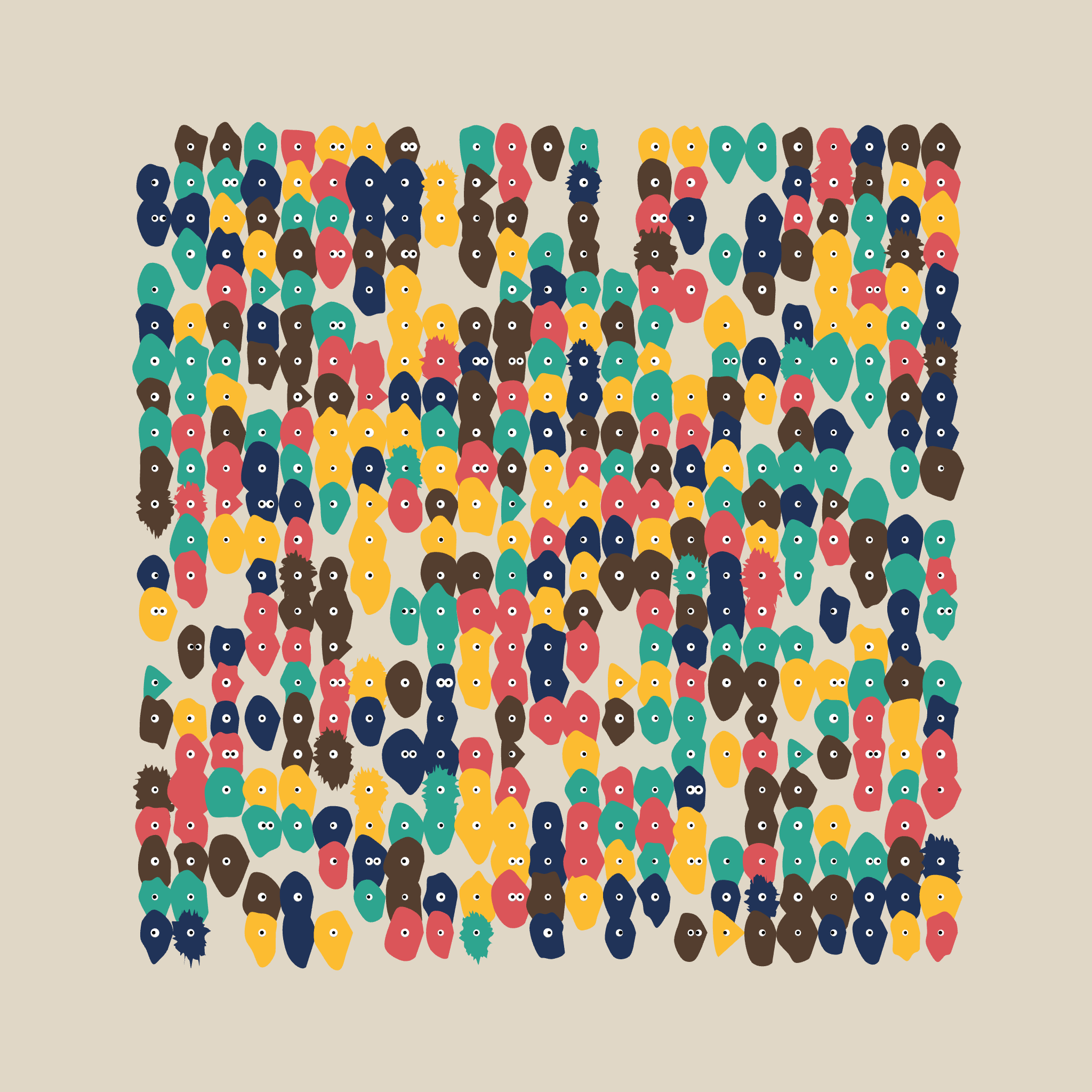 Kinetic Base Blob #7 (~529 Size 67 Kinetic Blobs with 477 Eyes Sporting the Fidenza Theme)