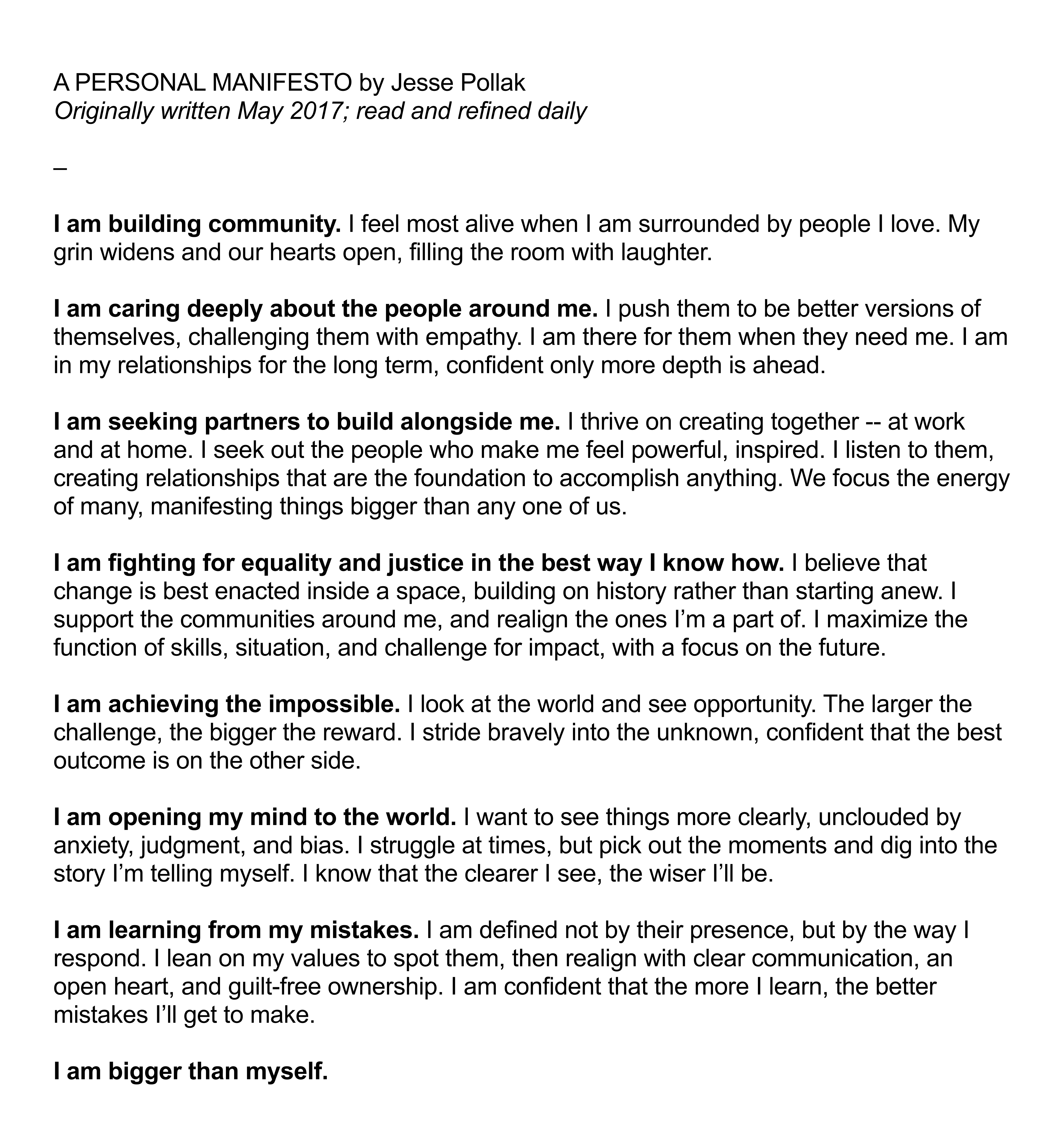 A PERSONAL MANIFESTO 1555