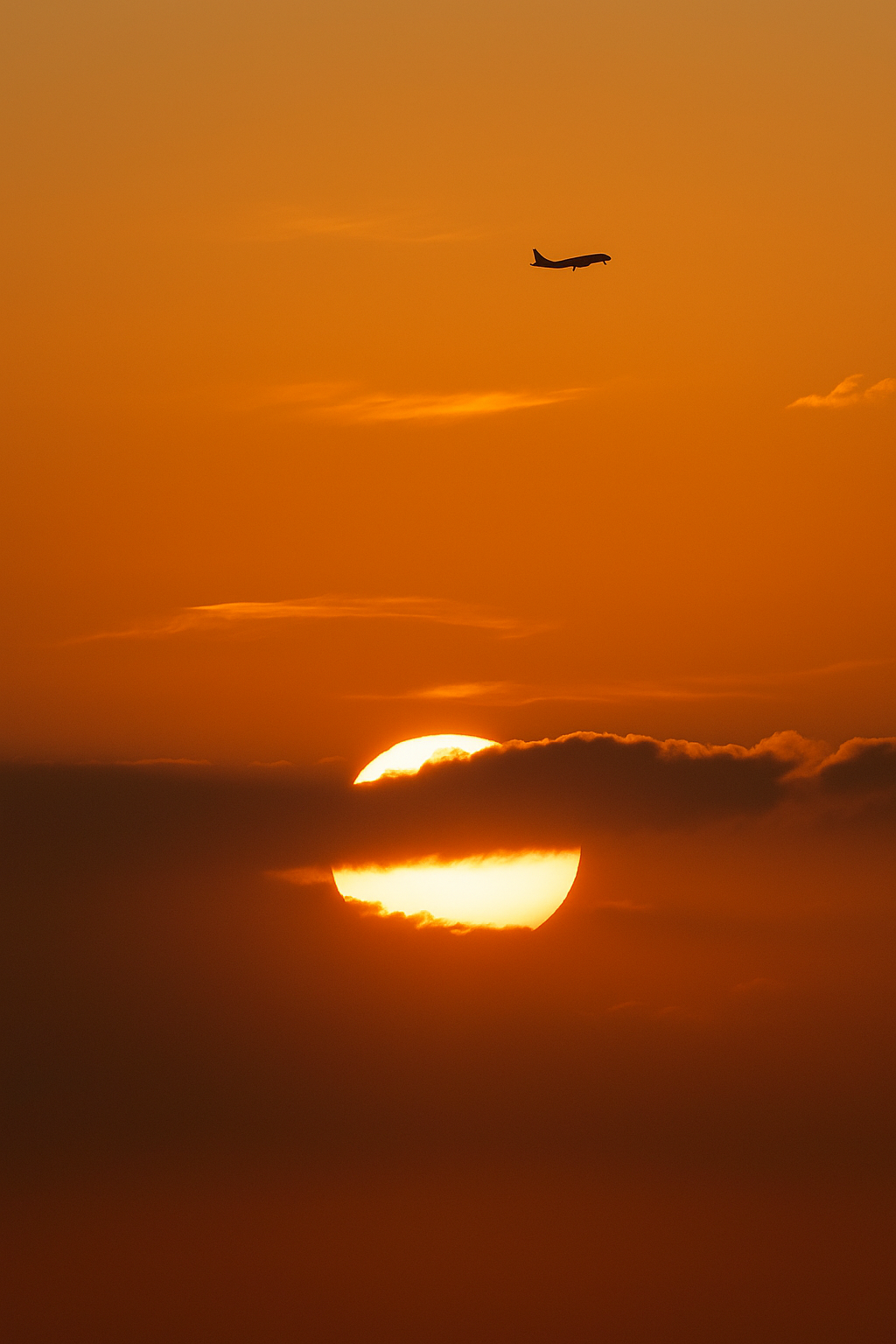 Flying at sunset