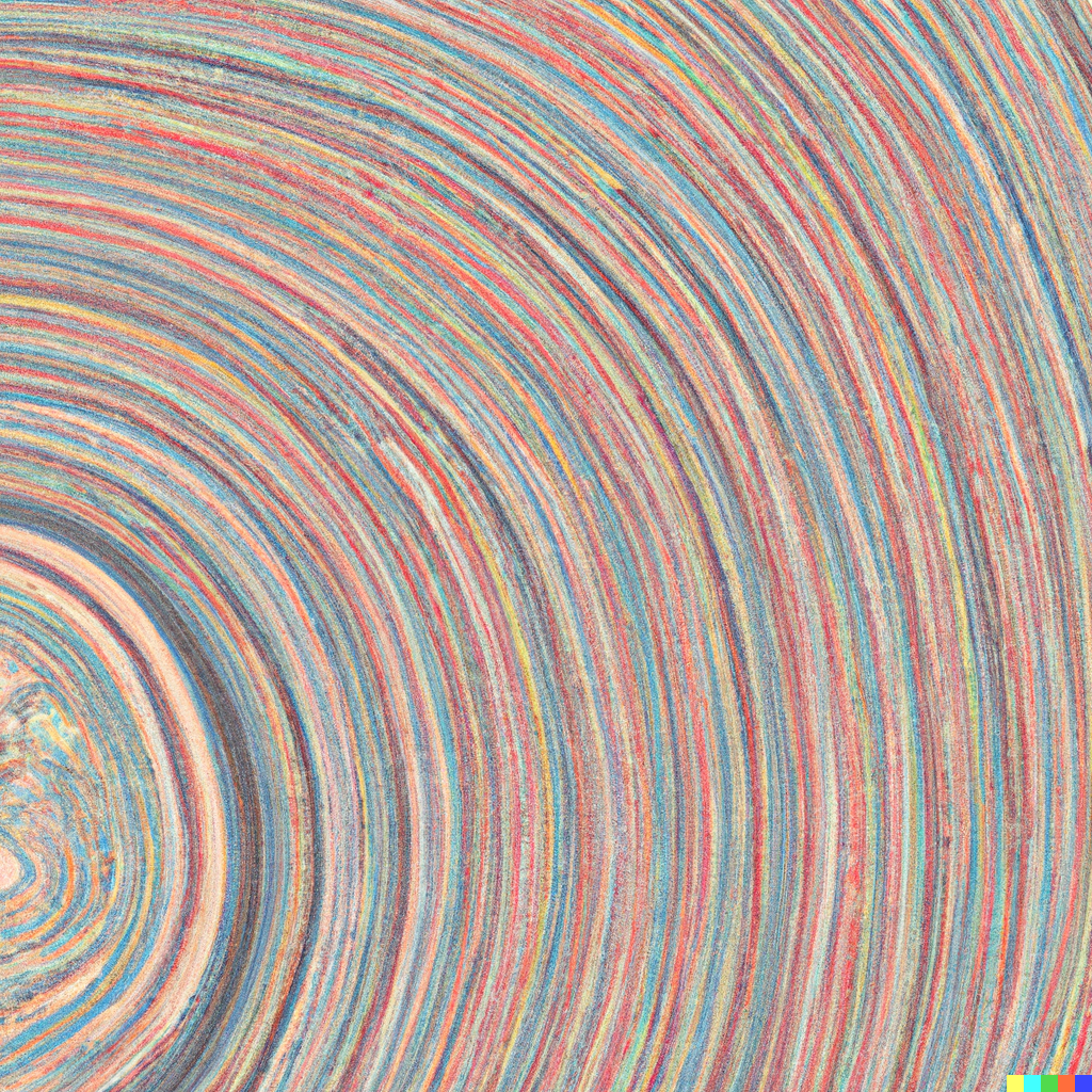 DALL·E 2022-09-20 00.30.22 - a section view of an infinite circle of circles in crayon style