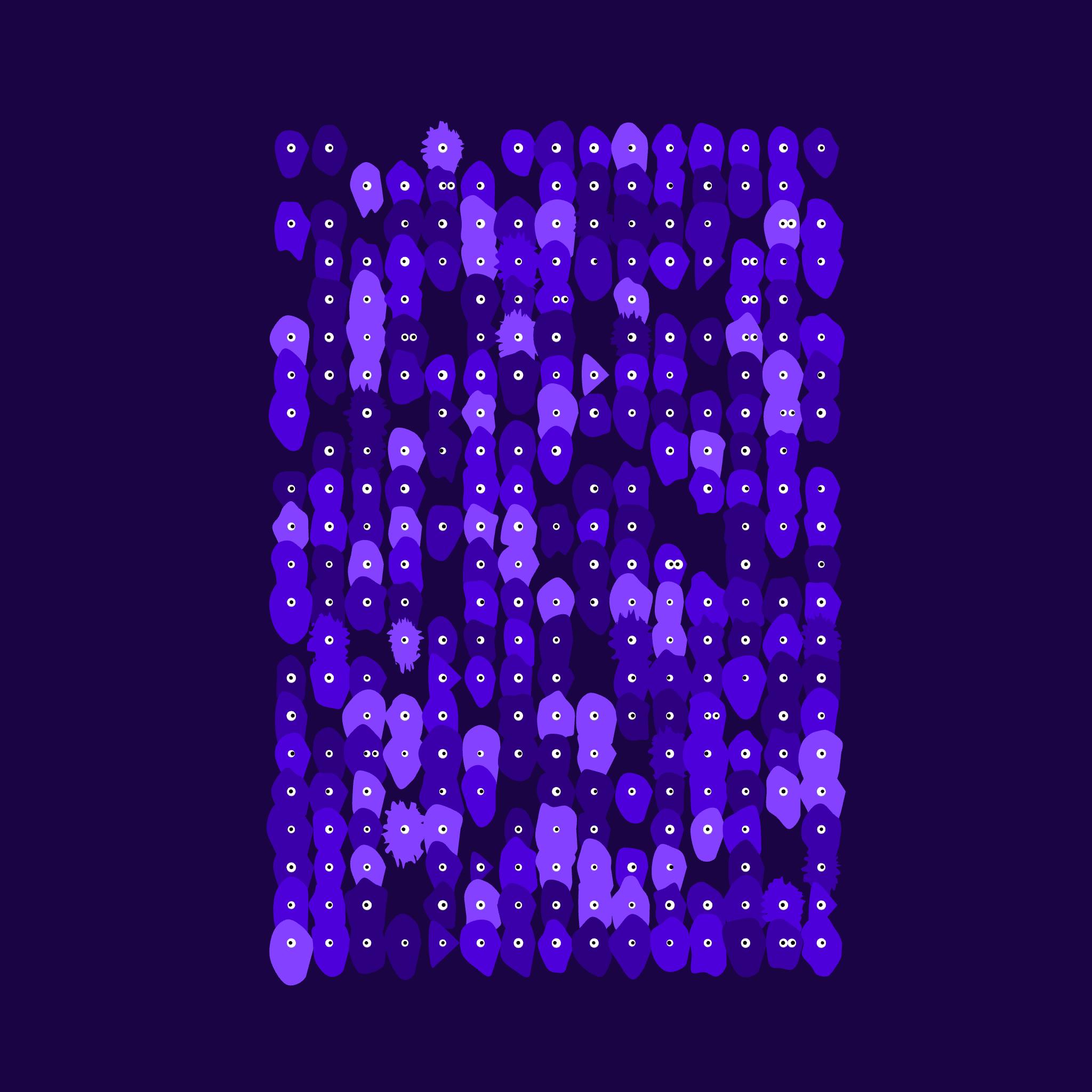 Kinetic Base Blob #2 (~330 Size 71 Kinetic Blobs with 288 Eyes Sporting the Farpurple Theme)