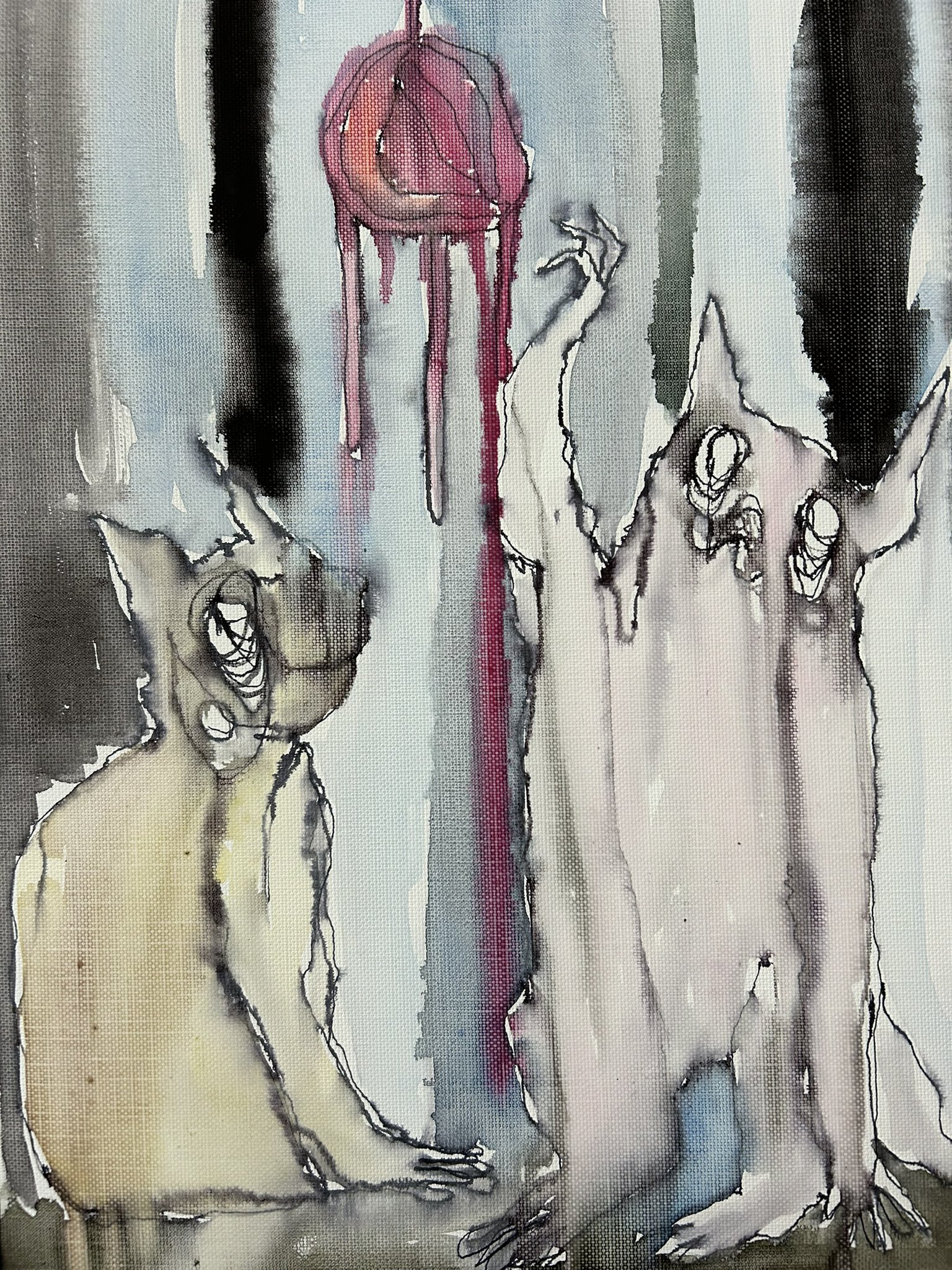 kittens playing with ball of meat