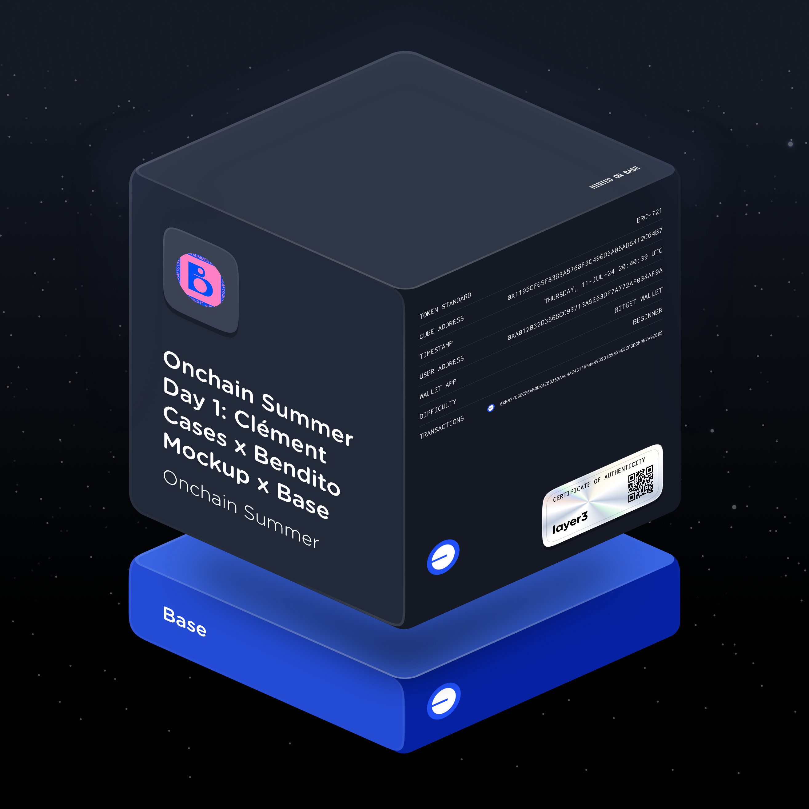 Onchain Summer Day 1: Clément Cases x Bendito Mockup x Base