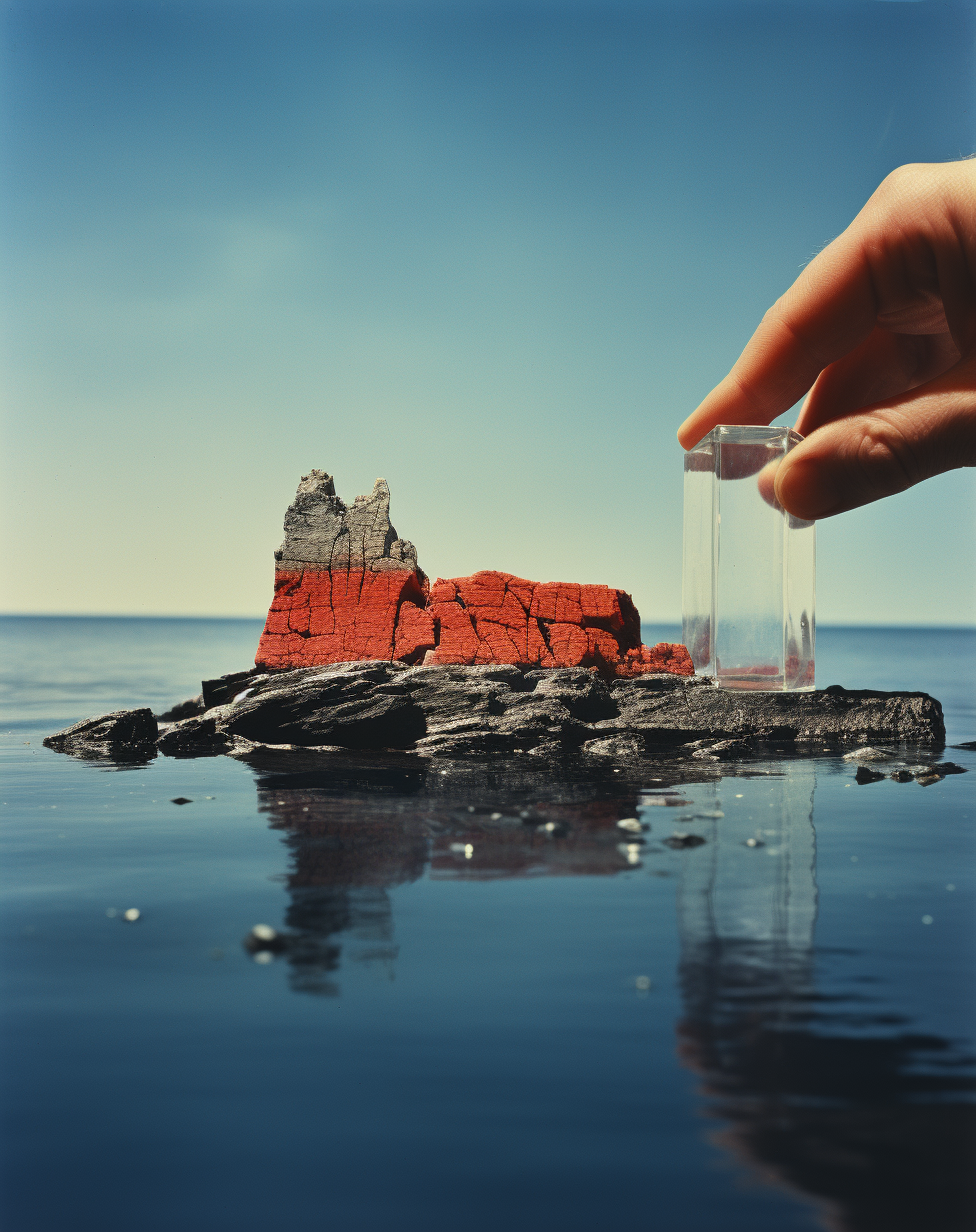 Glass bar on a small island