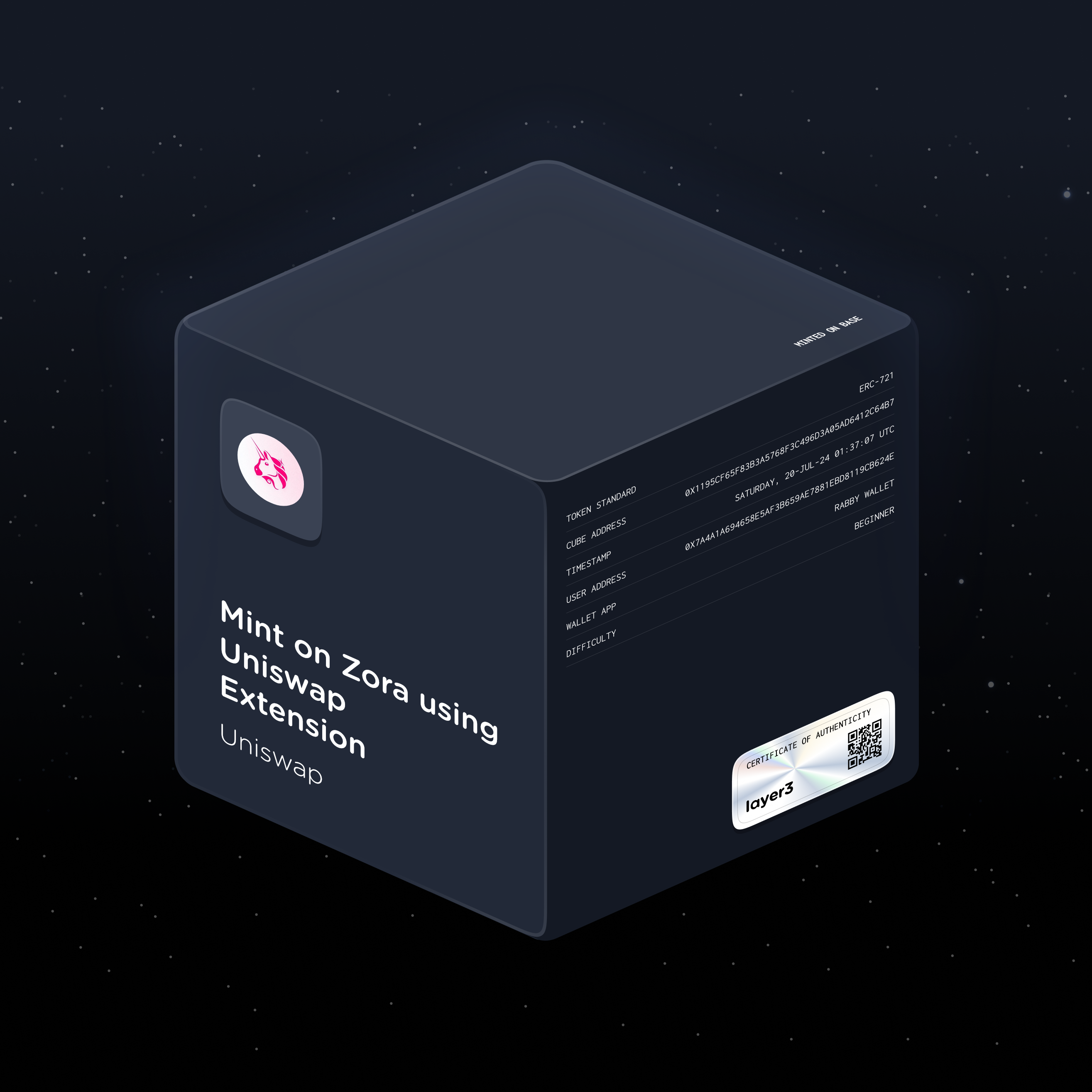 Mint on Zora using Uniswap Extension