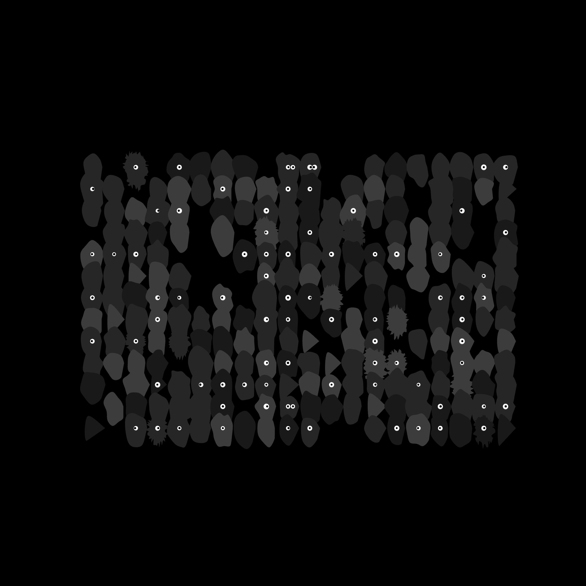 Kinetic Base Blob #12 (~260 Size 76 Kinetic Blobs with 229 Eyes Sporting the Minimalist Contrast Theme)