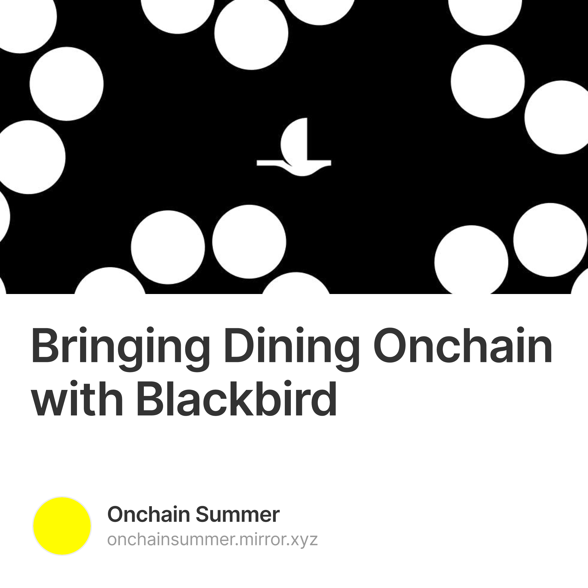 Bringing Dining Onchain with Blackbird 30
