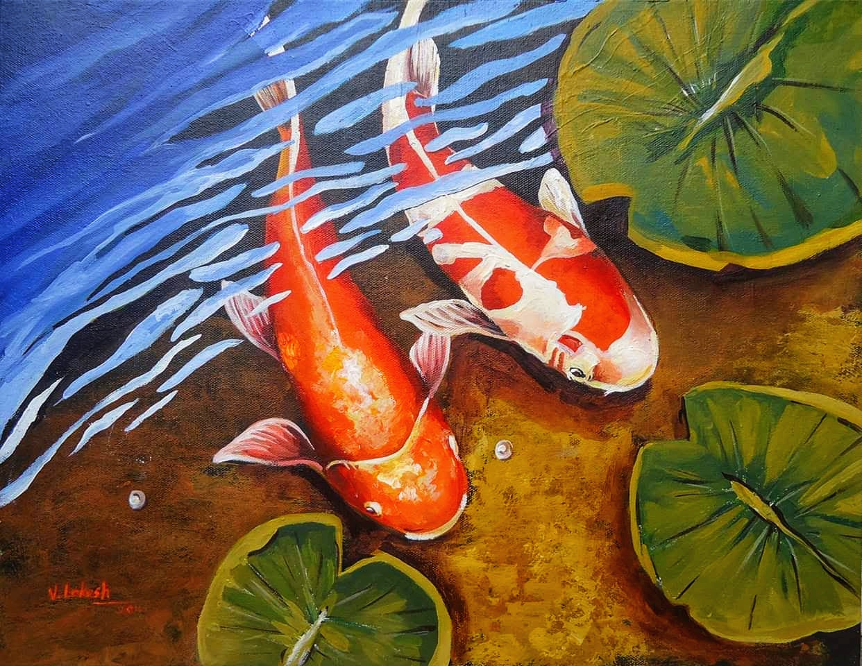 Koi fishing painting 🎨