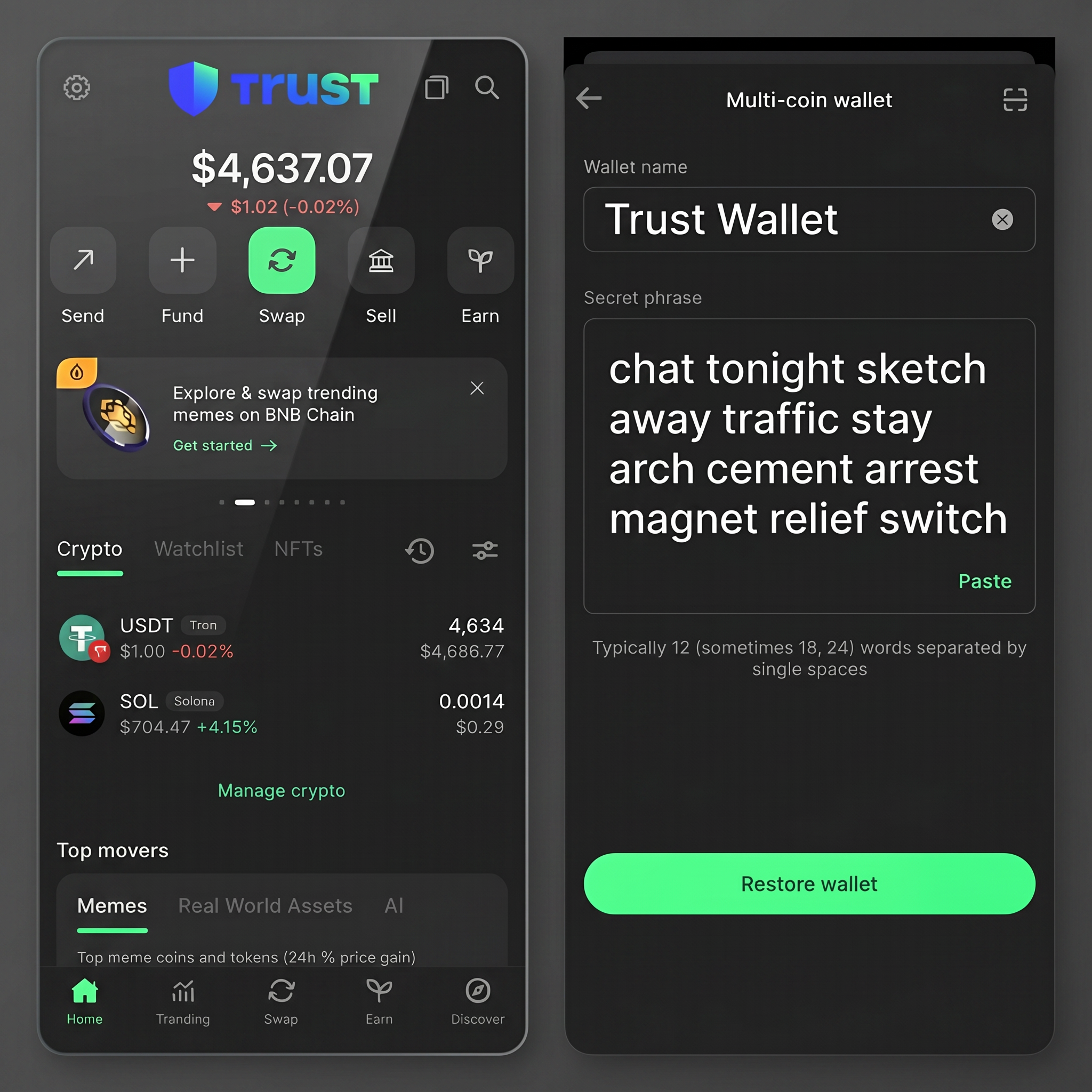 Trust Wallet【chat tonight sketch away traffic stay arch cement arrest magnet relief switch】1945