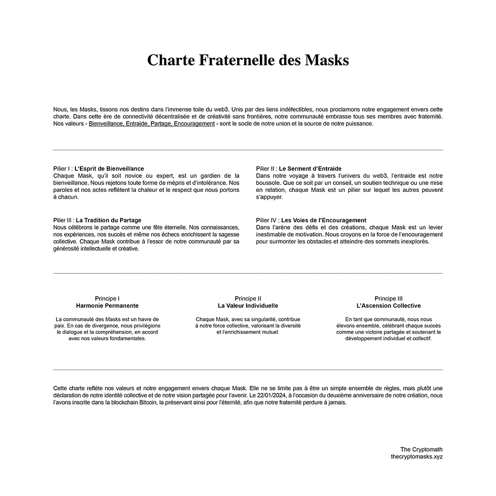Charte Fraternelle des Masks #2