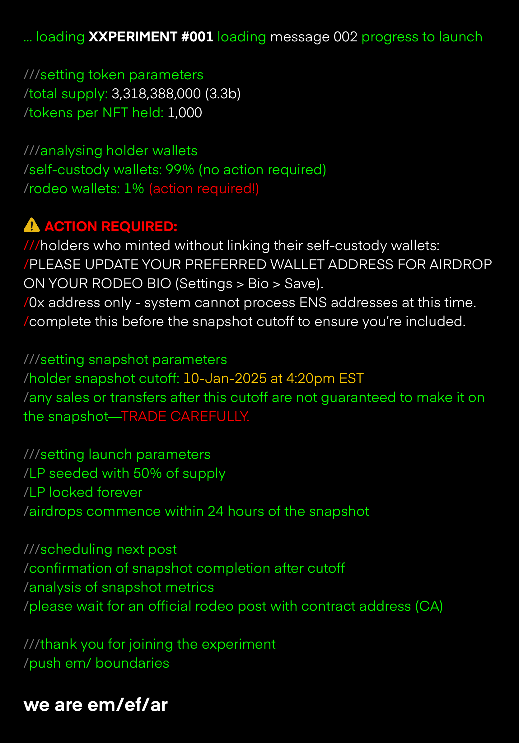 XXPERIMENT #001 <Message 002>