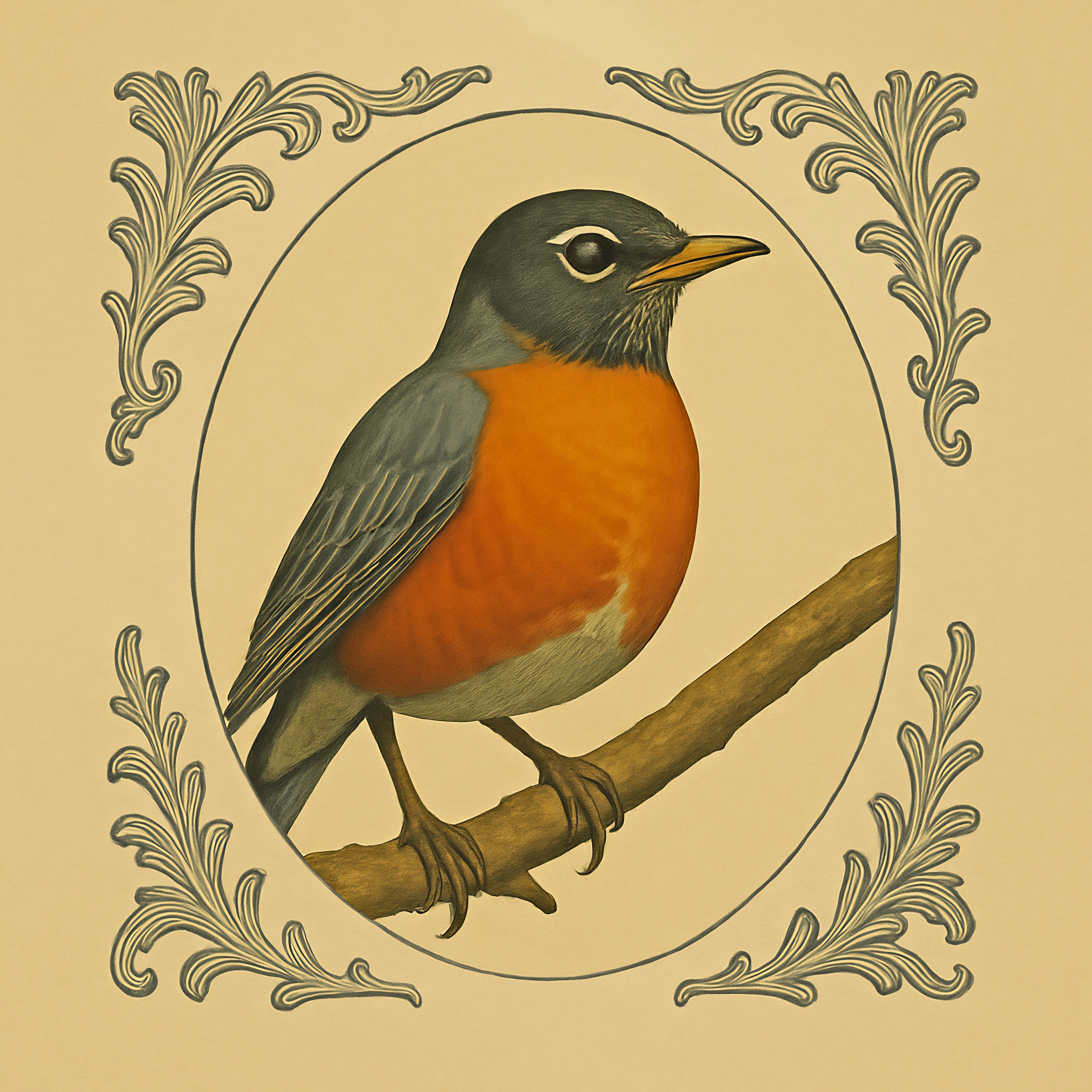 Ledger Litho #10 ~ American Robin