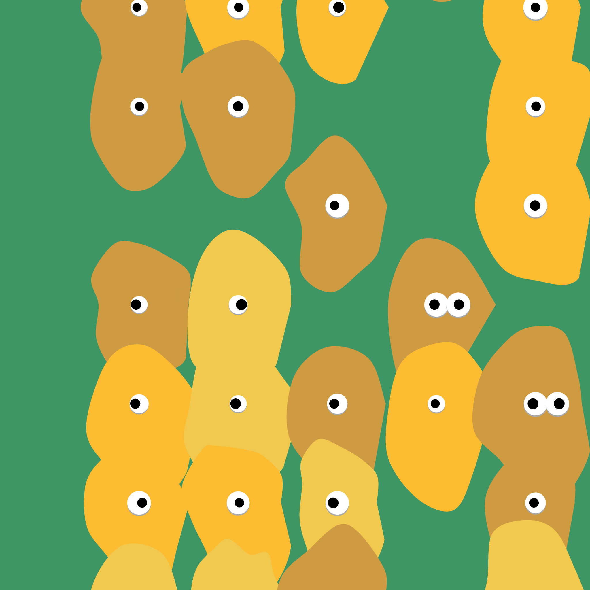 Kinetic Base Blob #36 (~95 Size 344 Kinetic Blobs with 75 Eyes Sporting the Fields of Gold Theme)