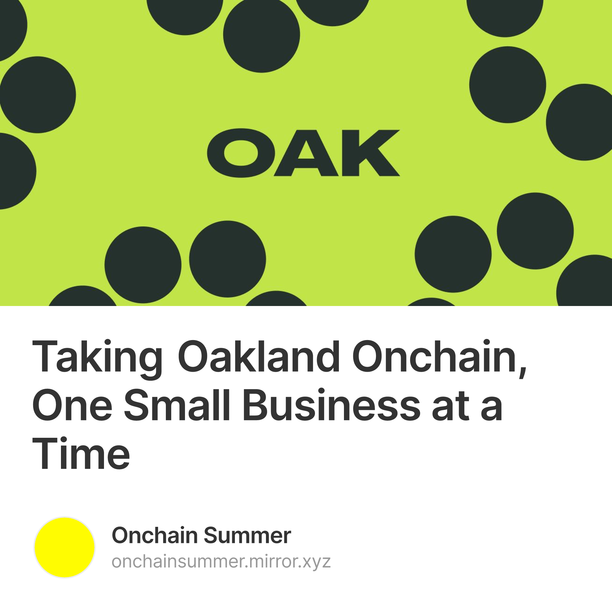 Taking Oakland Onchain, One Small Business at a Time  237
