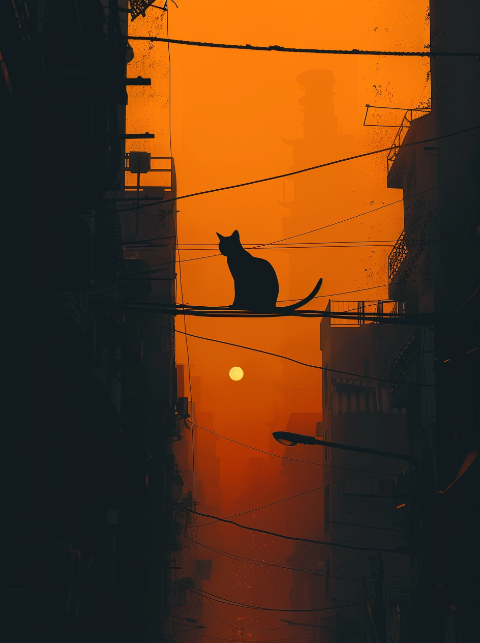 Cat On A Wire