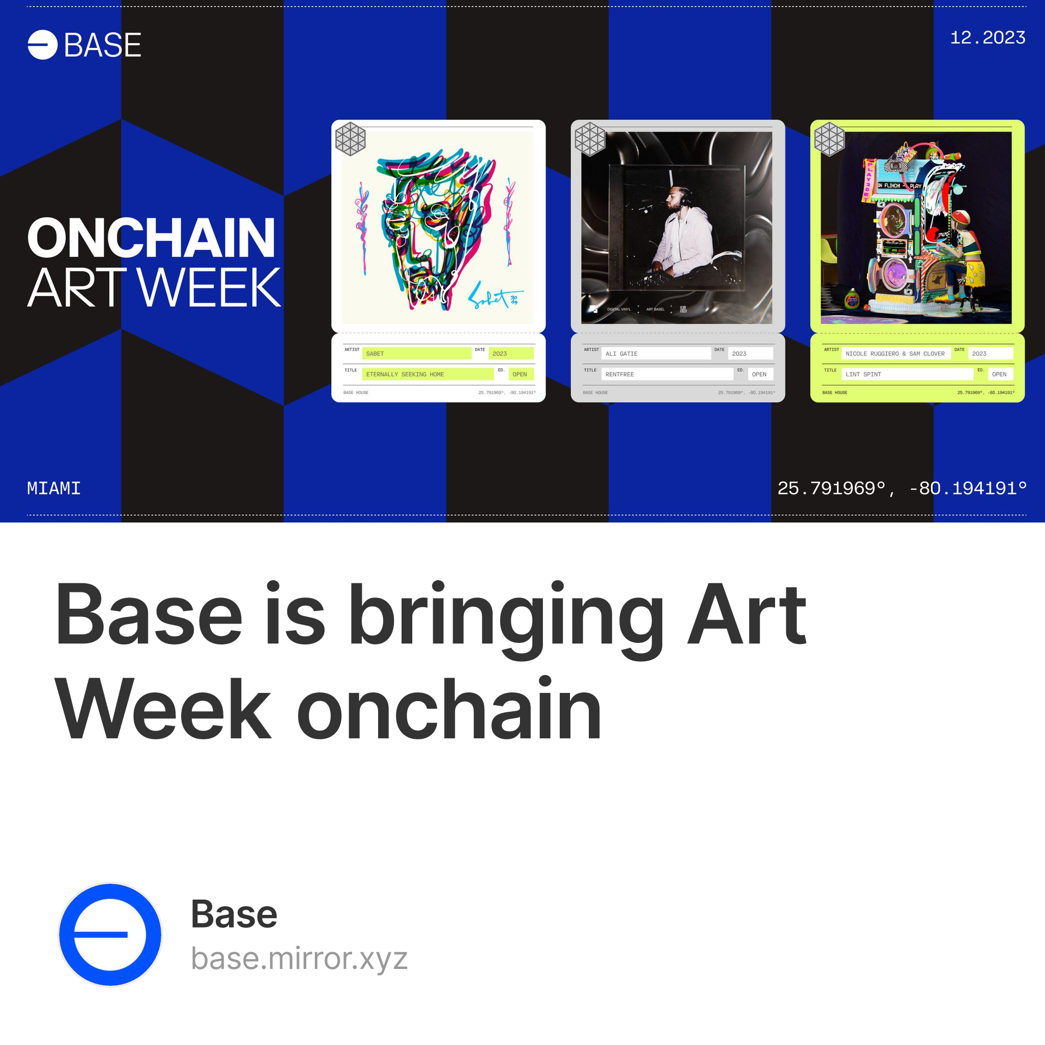 Base is bringing Art Week onchain 613