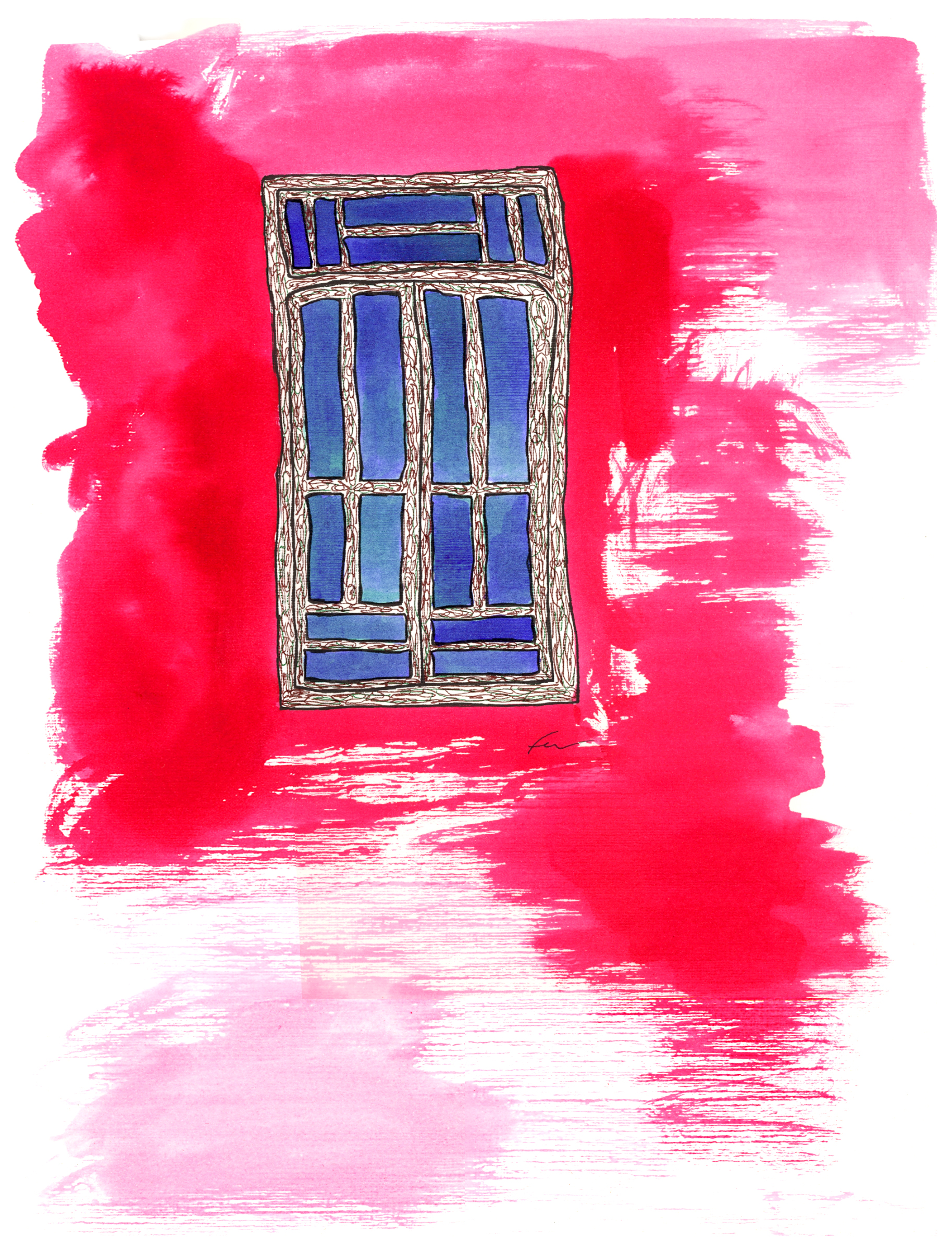 Janela com fundo vermelho #49