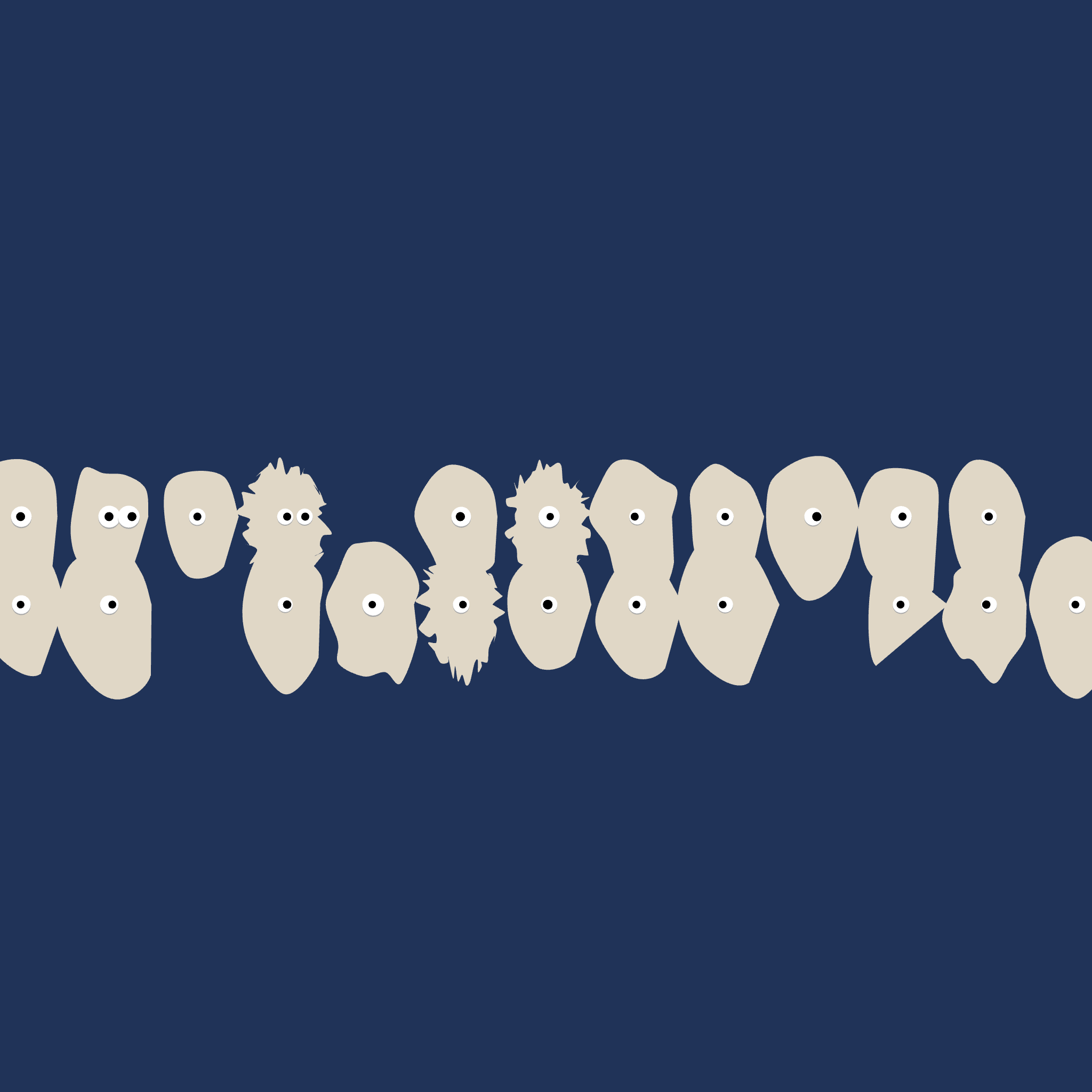Kinetic Base Blob #9 (~34 Size 165 Kinetic Blobs with 31 Eyes Sporting the Khaki & Jeans Theme)