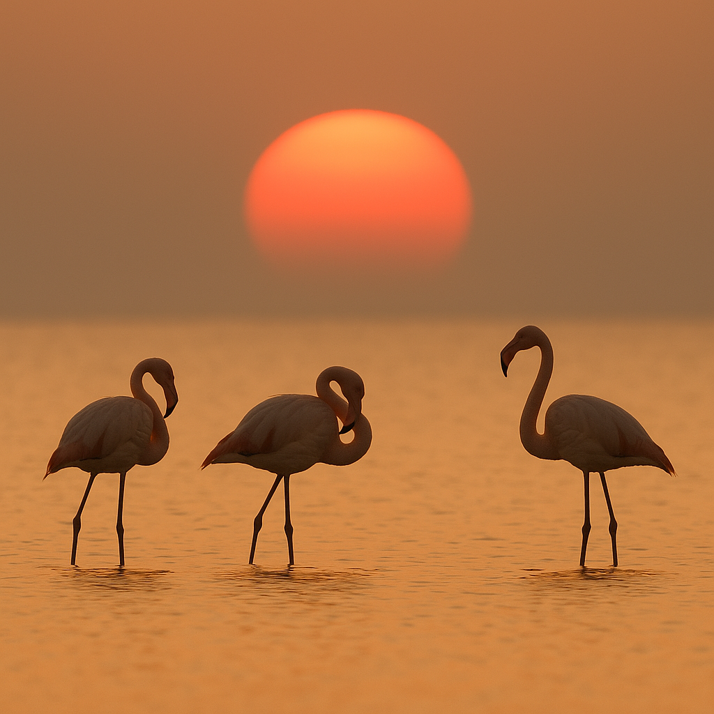 The solitude of flamingos