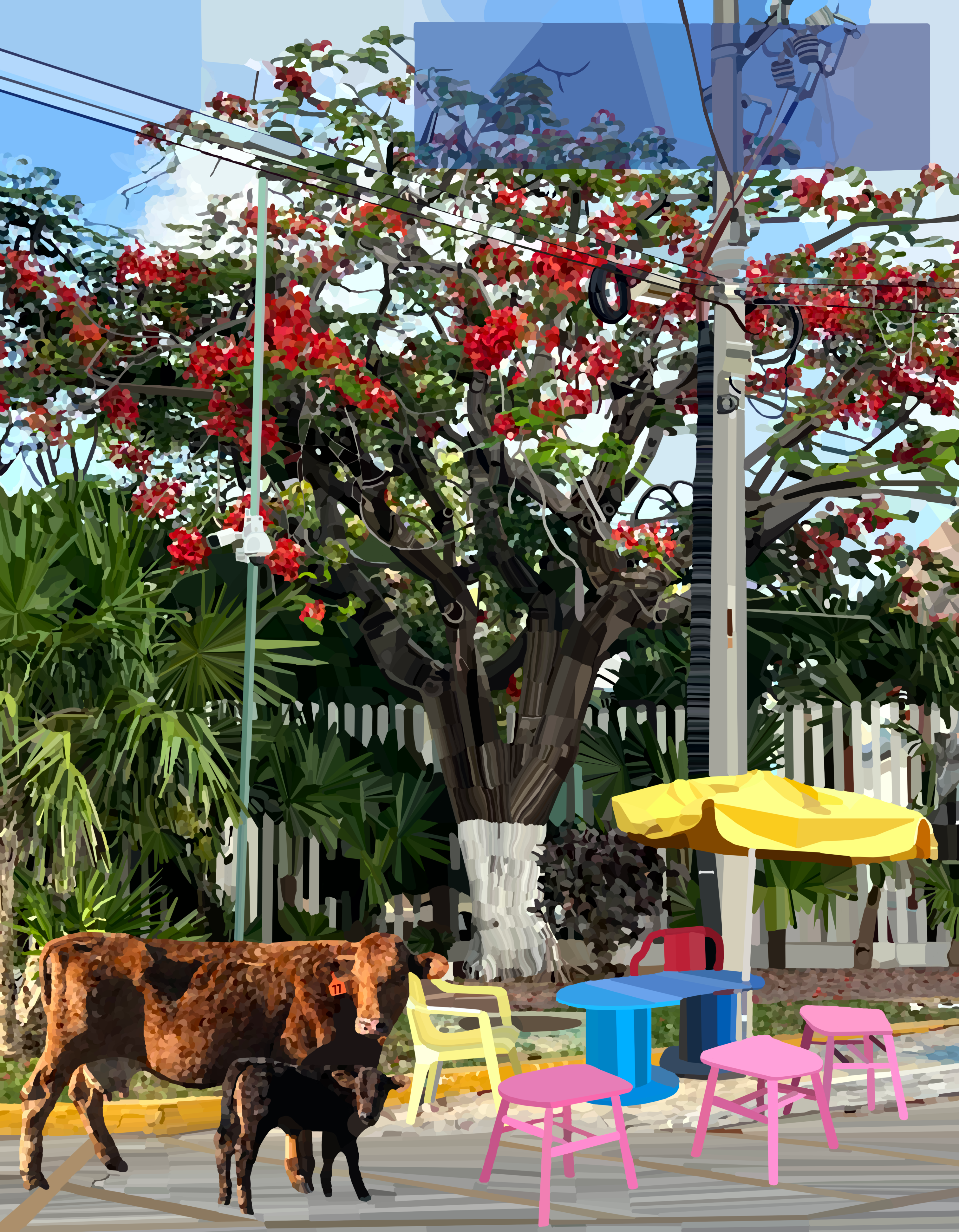 Red Tree with Cows #14/56