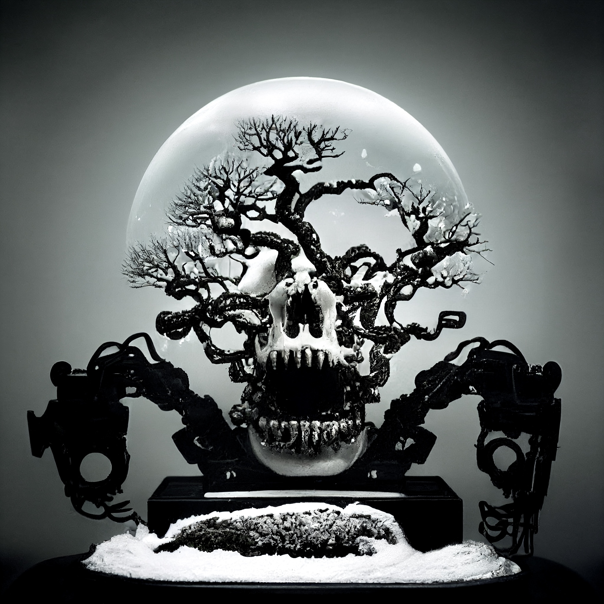 AI Cyber Skull Bonsai 冬