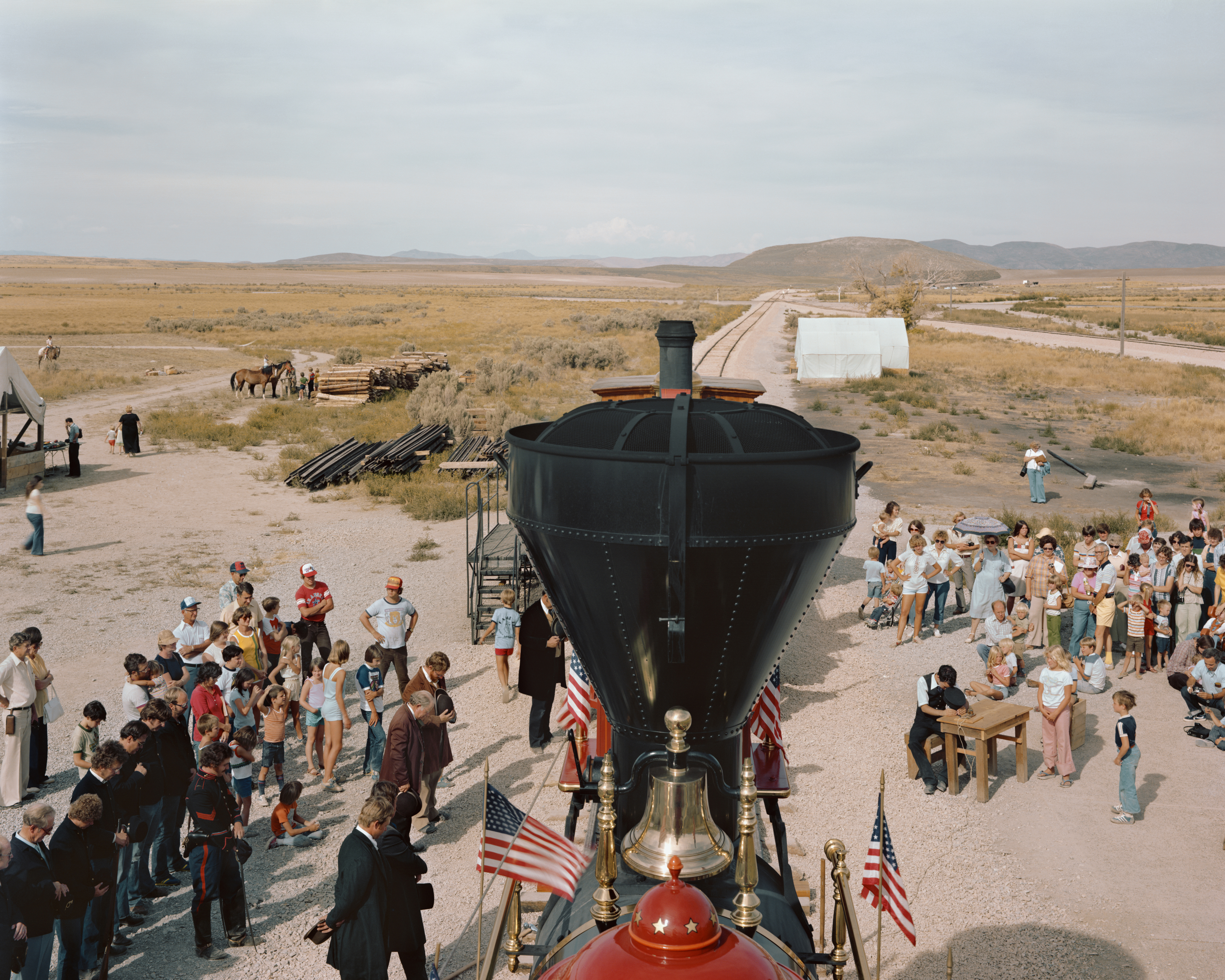 A Reenactment of the Meeting of the Rails, Promontory Point, Golden Spike National Historic Site, Utah 1980