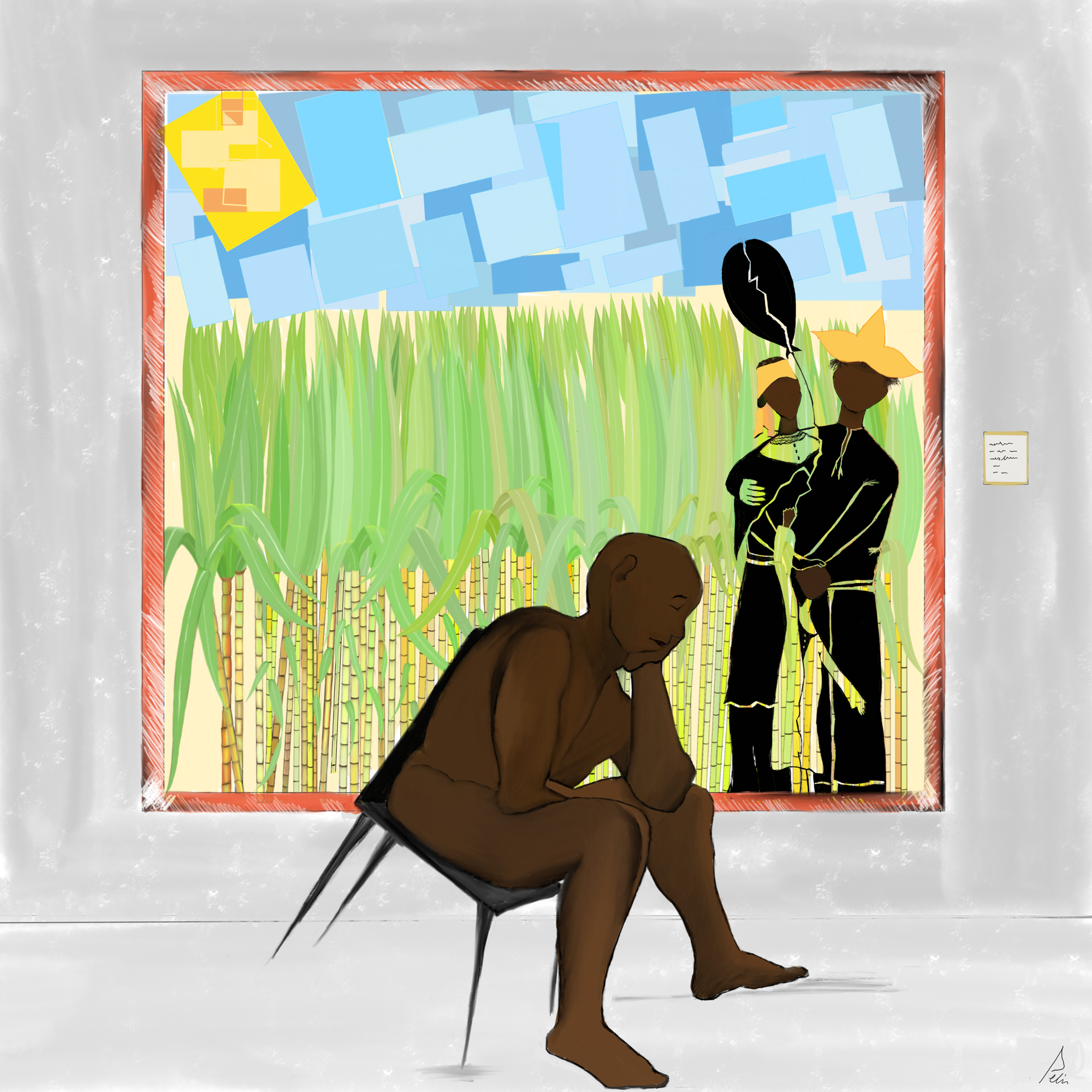 Black man in the museum
