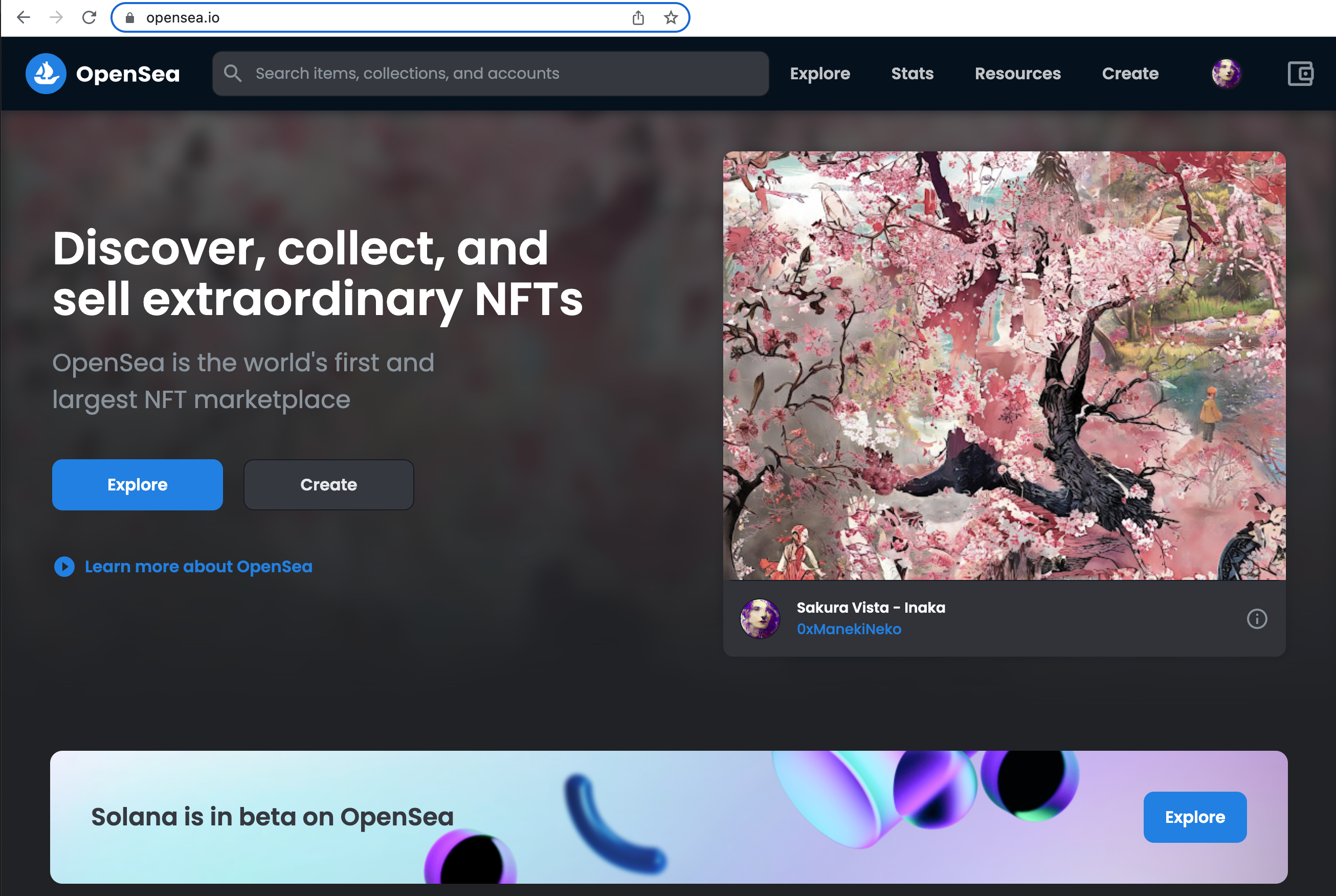 Featured on OpenSea front page