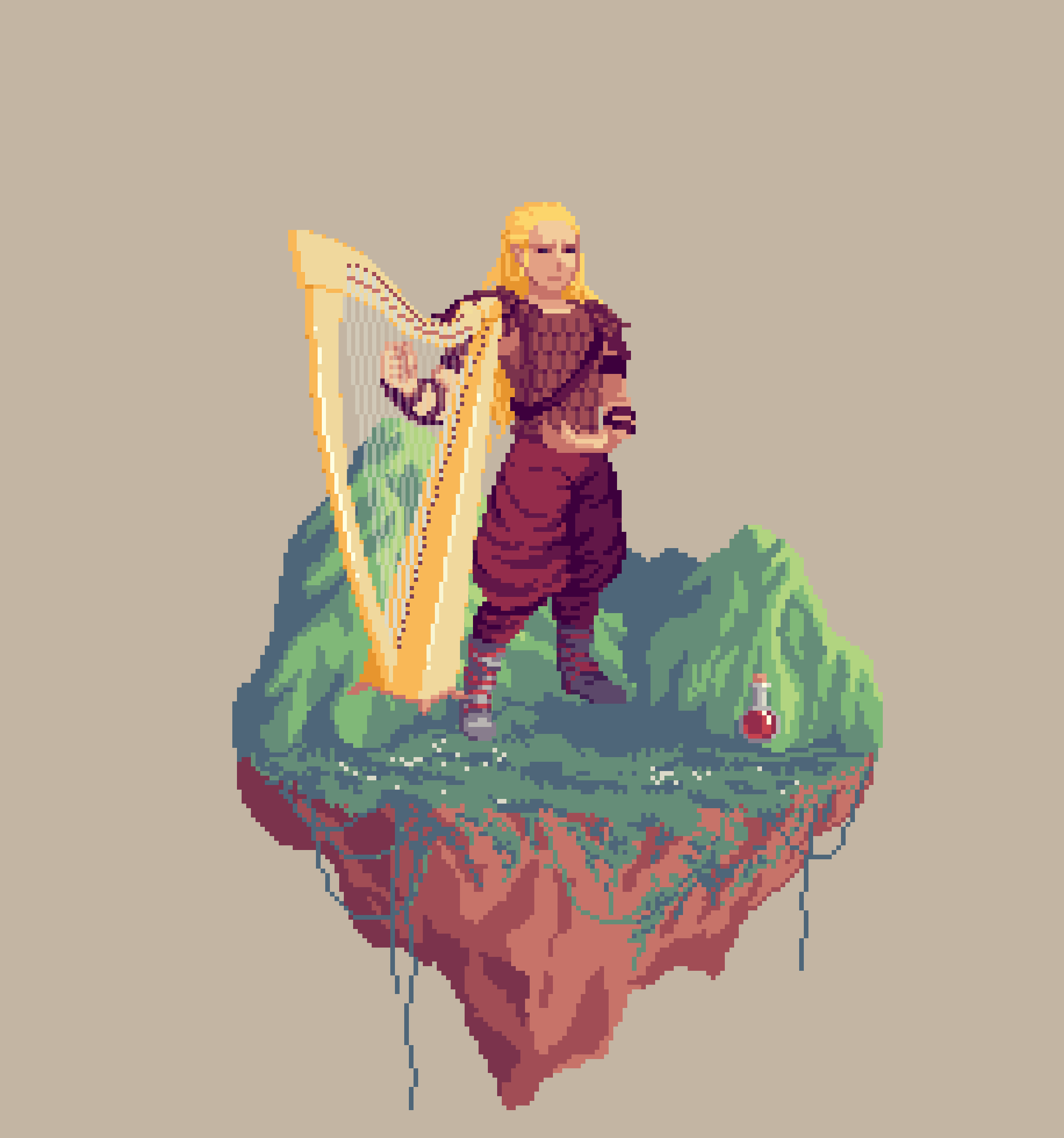 Sanddune Human Love Bard from The Mountains + Potion