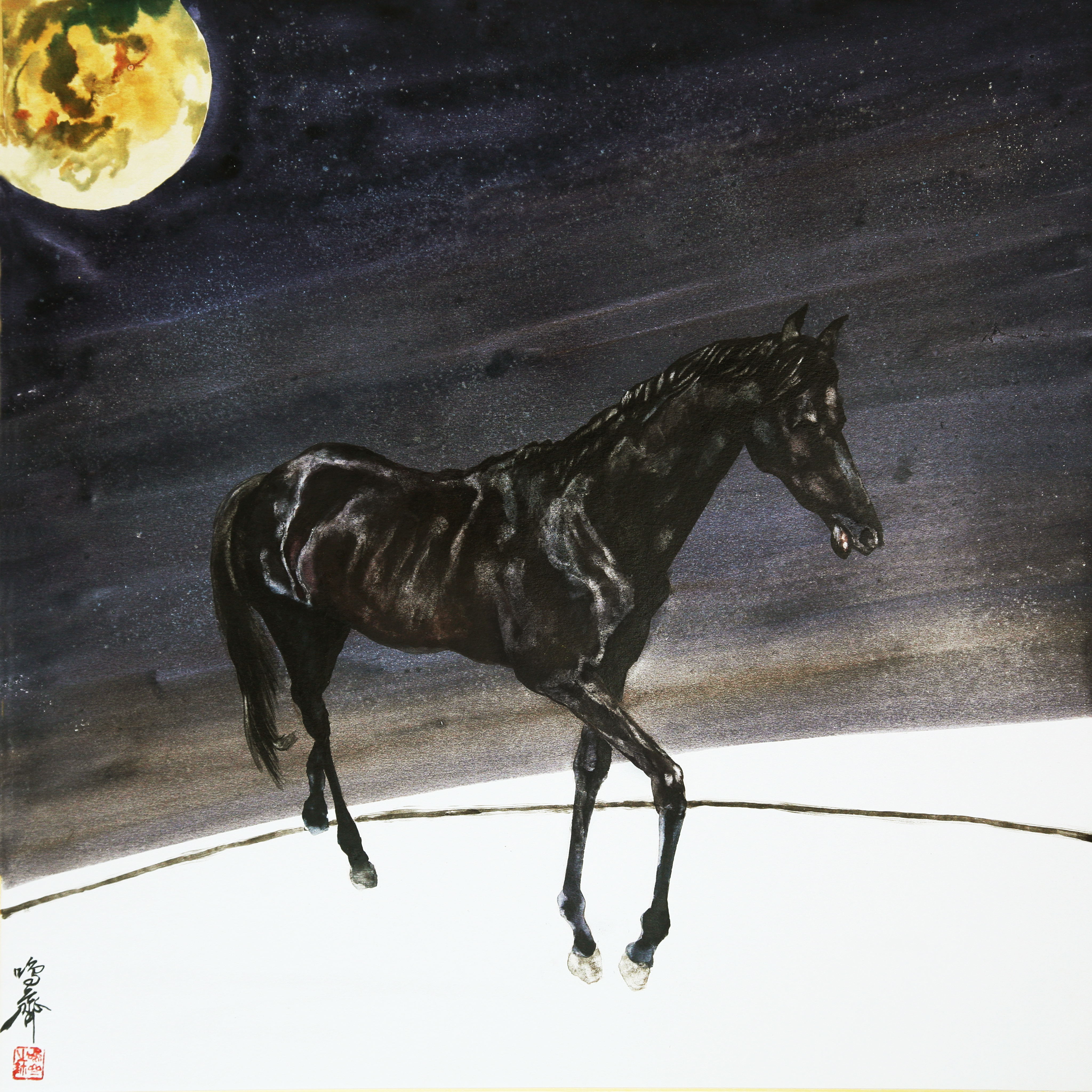 The autumn moon often passes over my shoulders,