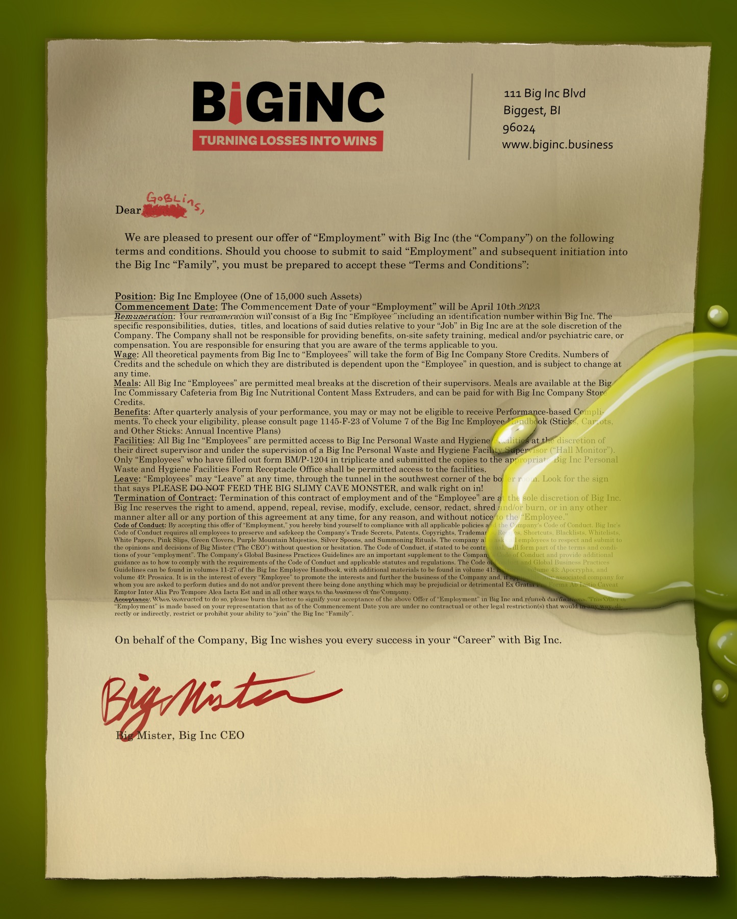 Goblin Acceptance Letter