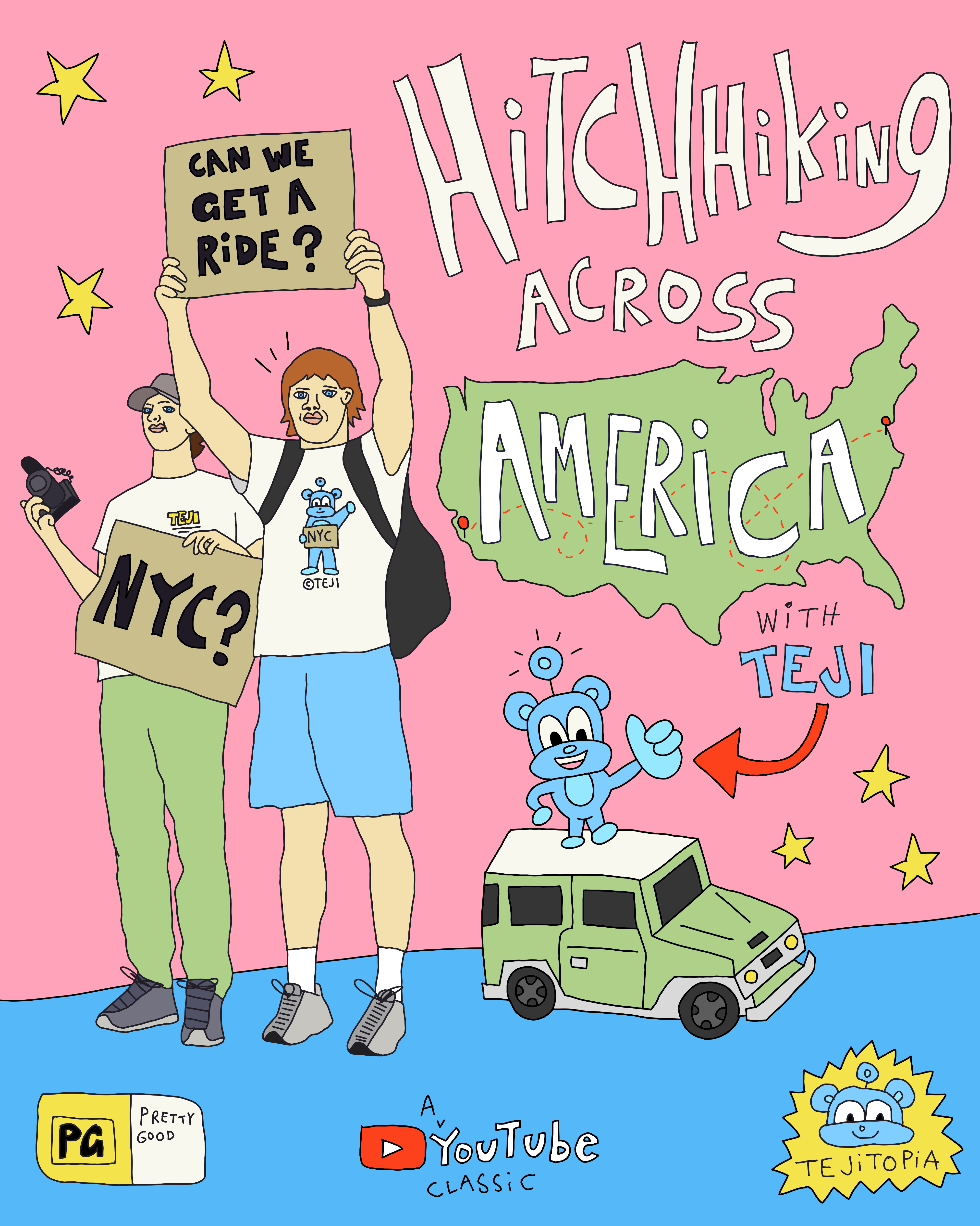 Hitchhiking Across America Poster by TEJI