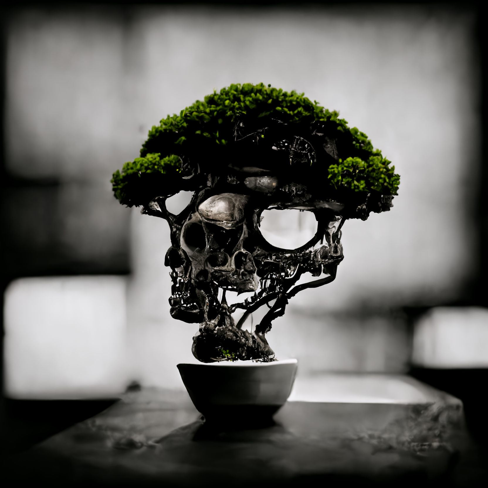 AI Cyber Skull Bonsai