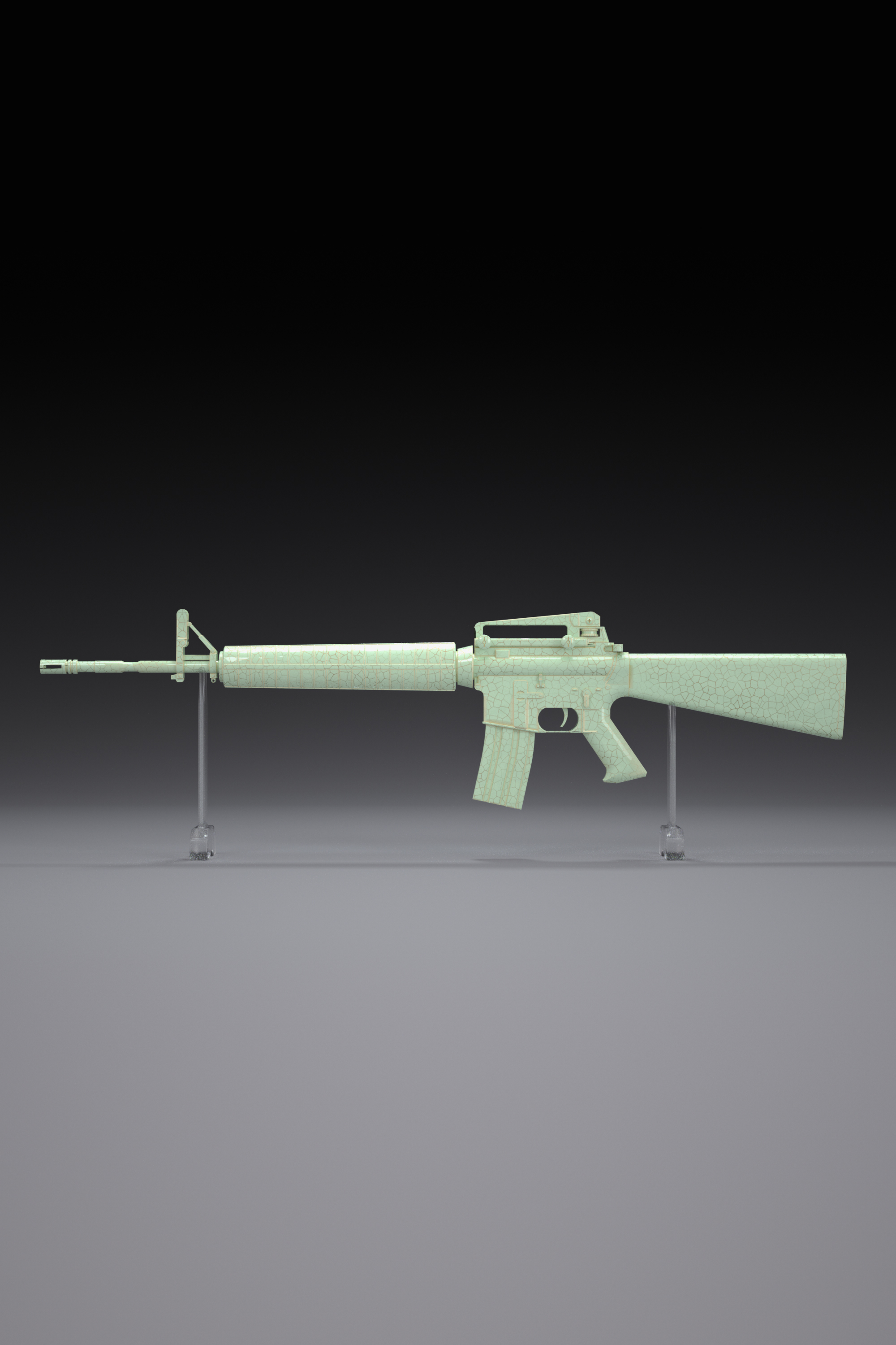 山姆式汝窑天青釉冰裂纹开片突击火铳/Sam style Ru kiln azure-glazed ice-crackled open-panel assault cannon