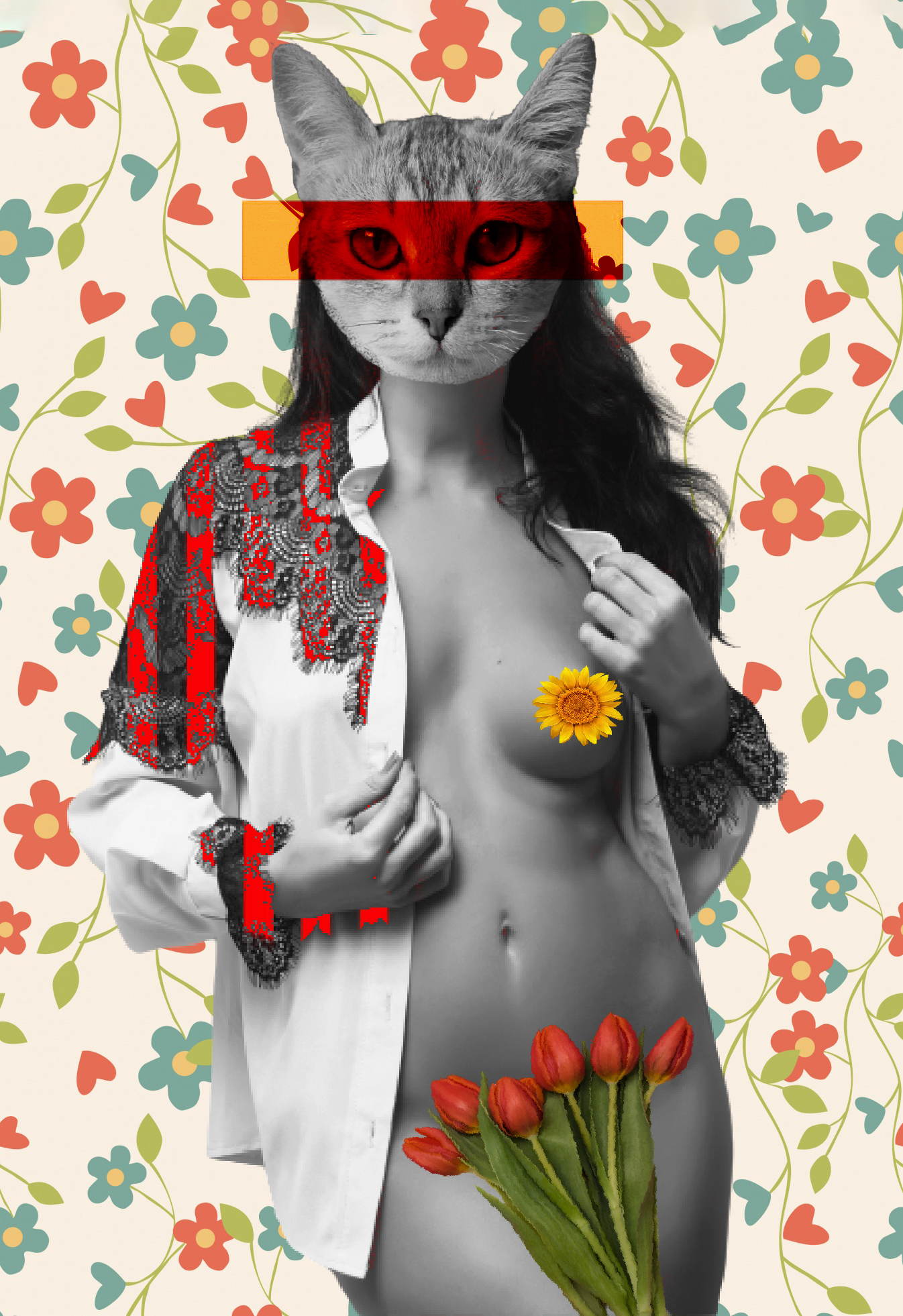 Cat Lady - Mixed Media
