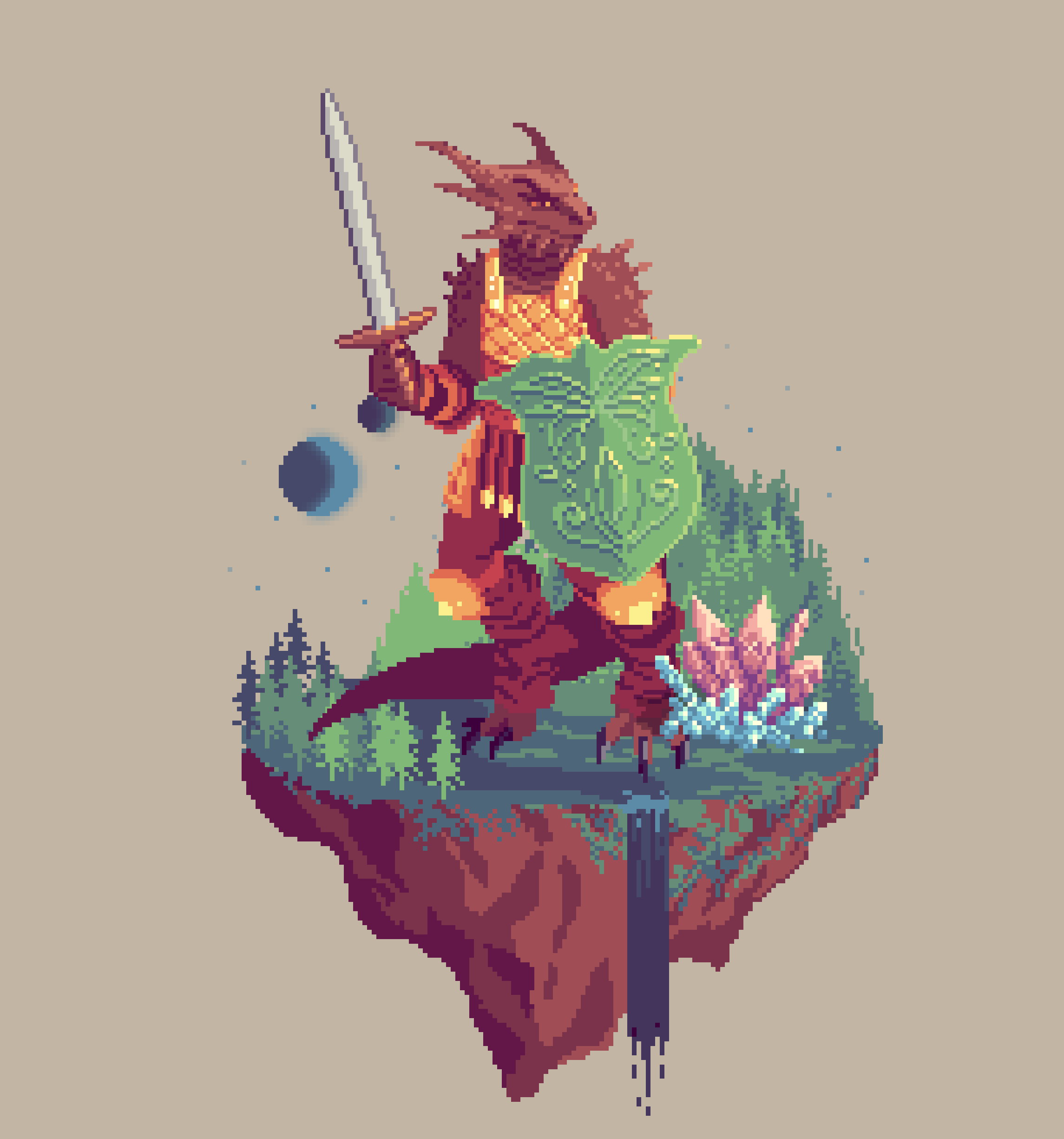 Guild Half-Dragon Fernshield Paladin from The Forest + Crystal