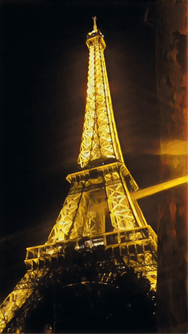 Eiffel Tower at night.