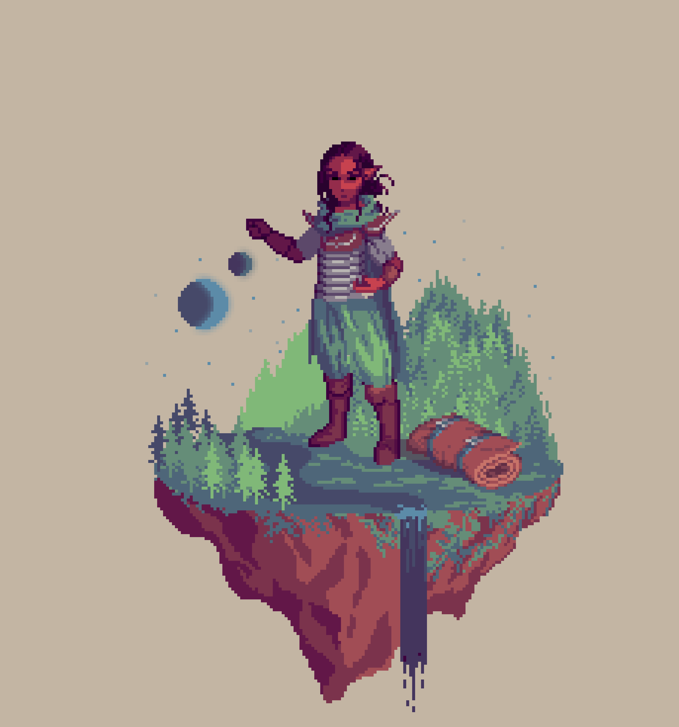 Sanddune Half-Elf Barefist Monk from The Forest + Bedroll